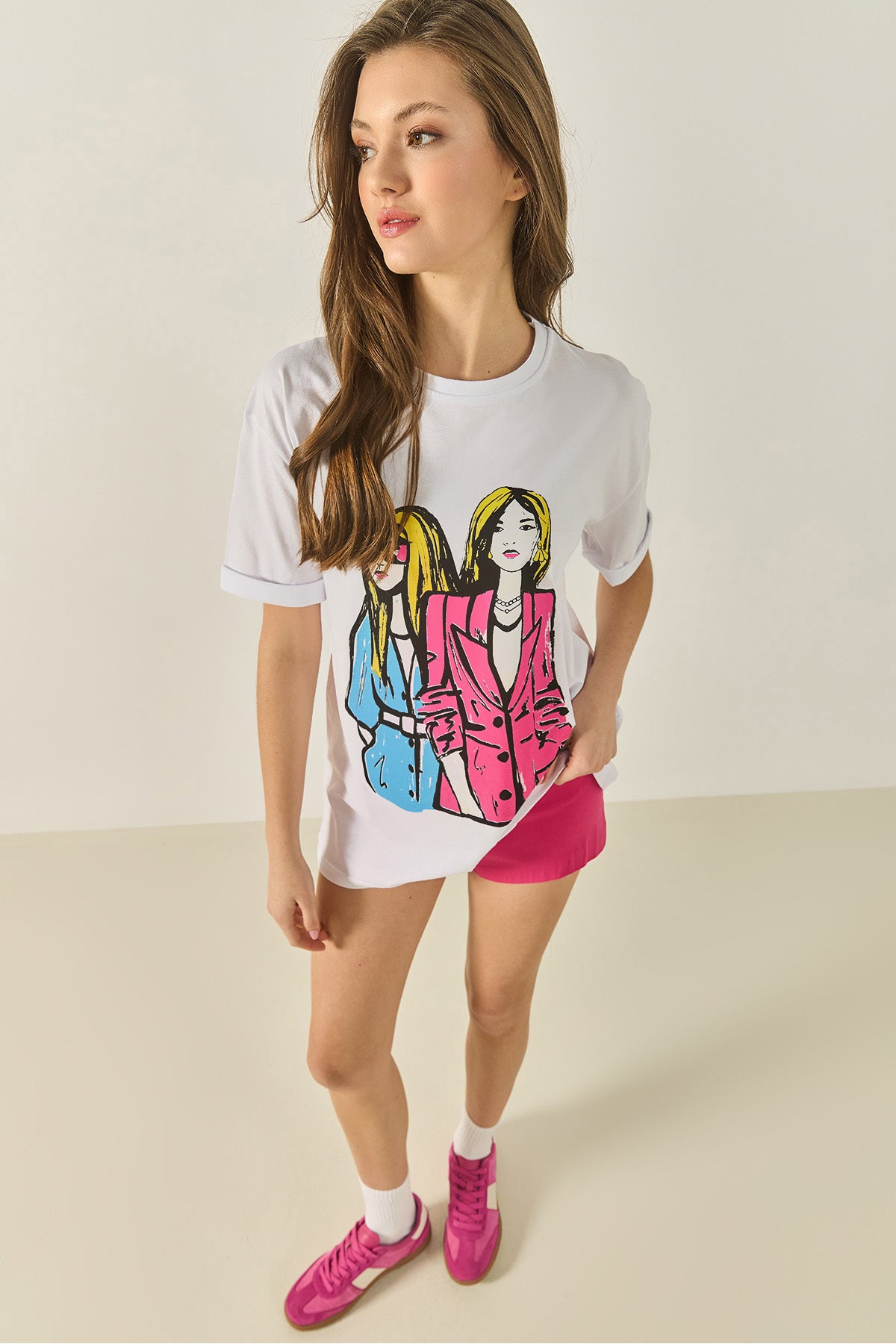 Women's Crew Neck Printed Short Sleeve Women's T-Shirt 5242 60284049