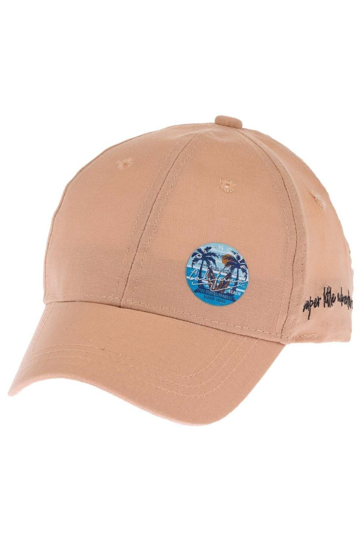 Palm Printed Men's Hat 1-3 Age Light Coffee