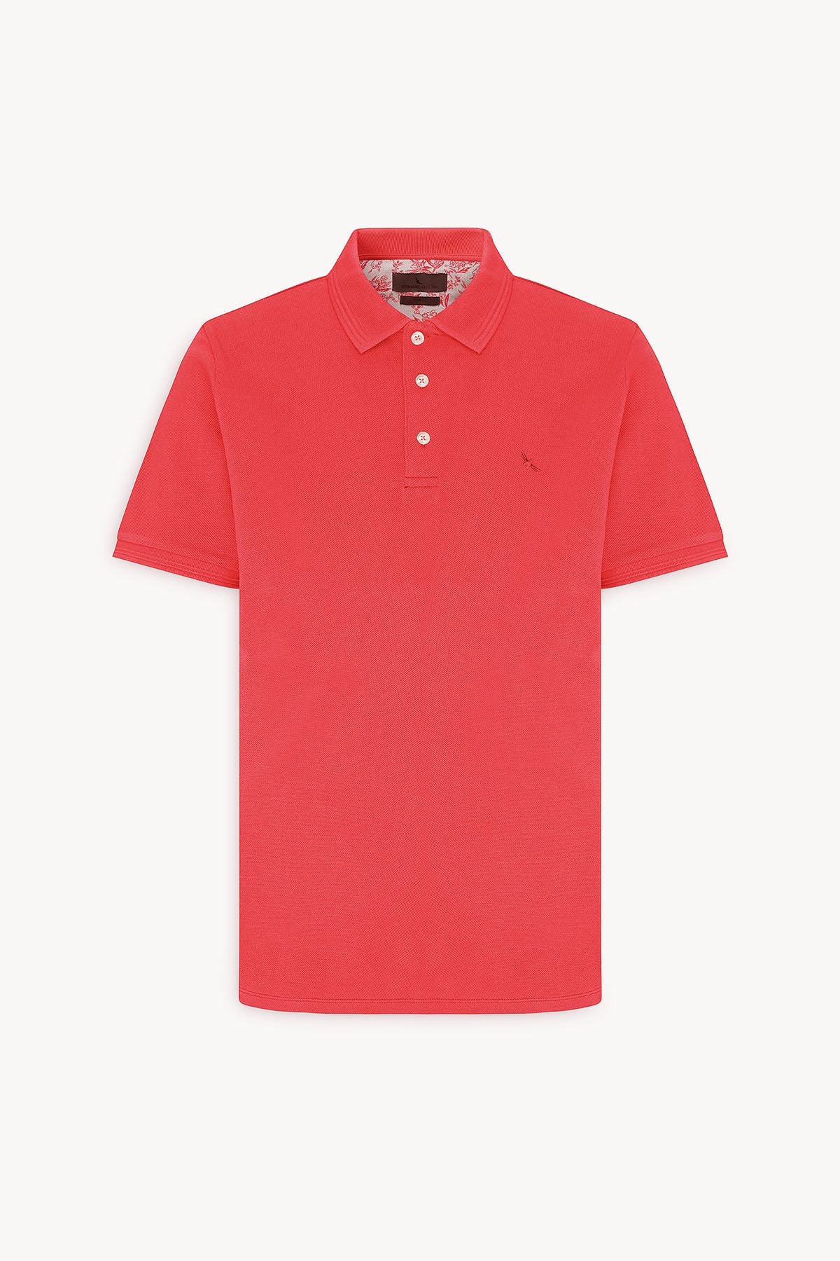 Men's red slim fit narrow cut polo collar 100 %cotton short sleeve t -shirt