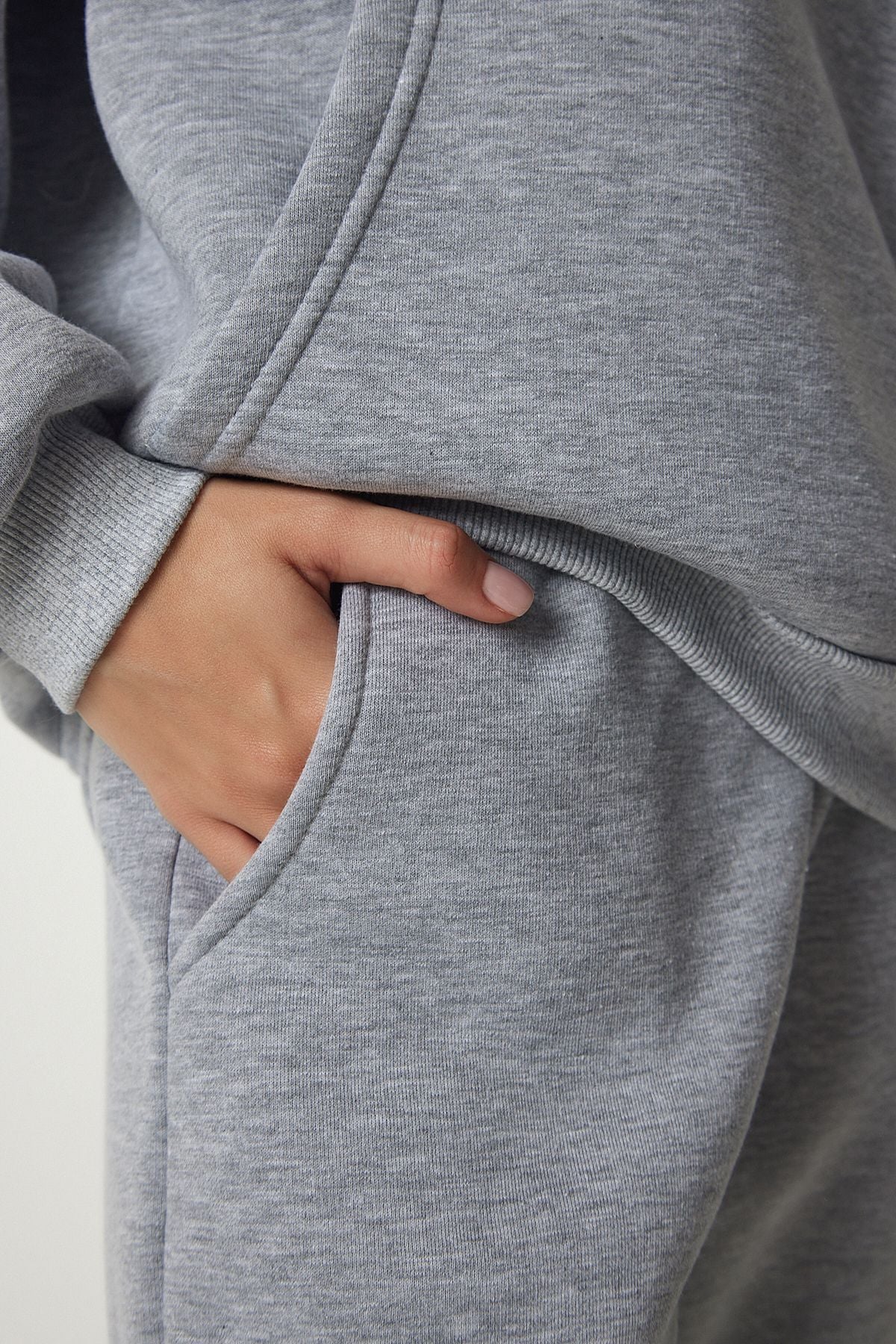 Female Gray Melanj Hooded Polar Tracksuit Set DD00762
