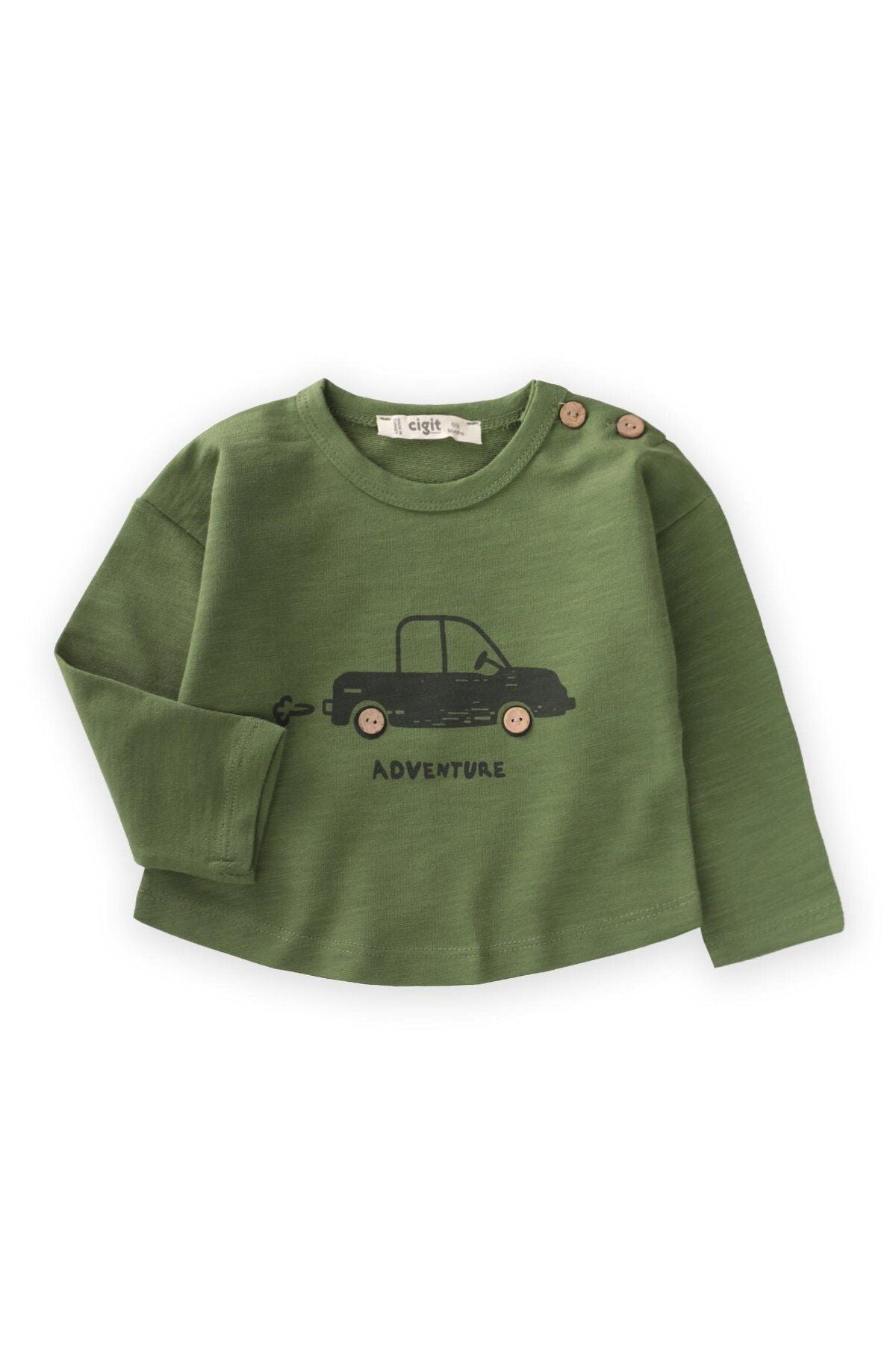 Adventure Printed Men Sweatshirt 0-5 Years Fat Green