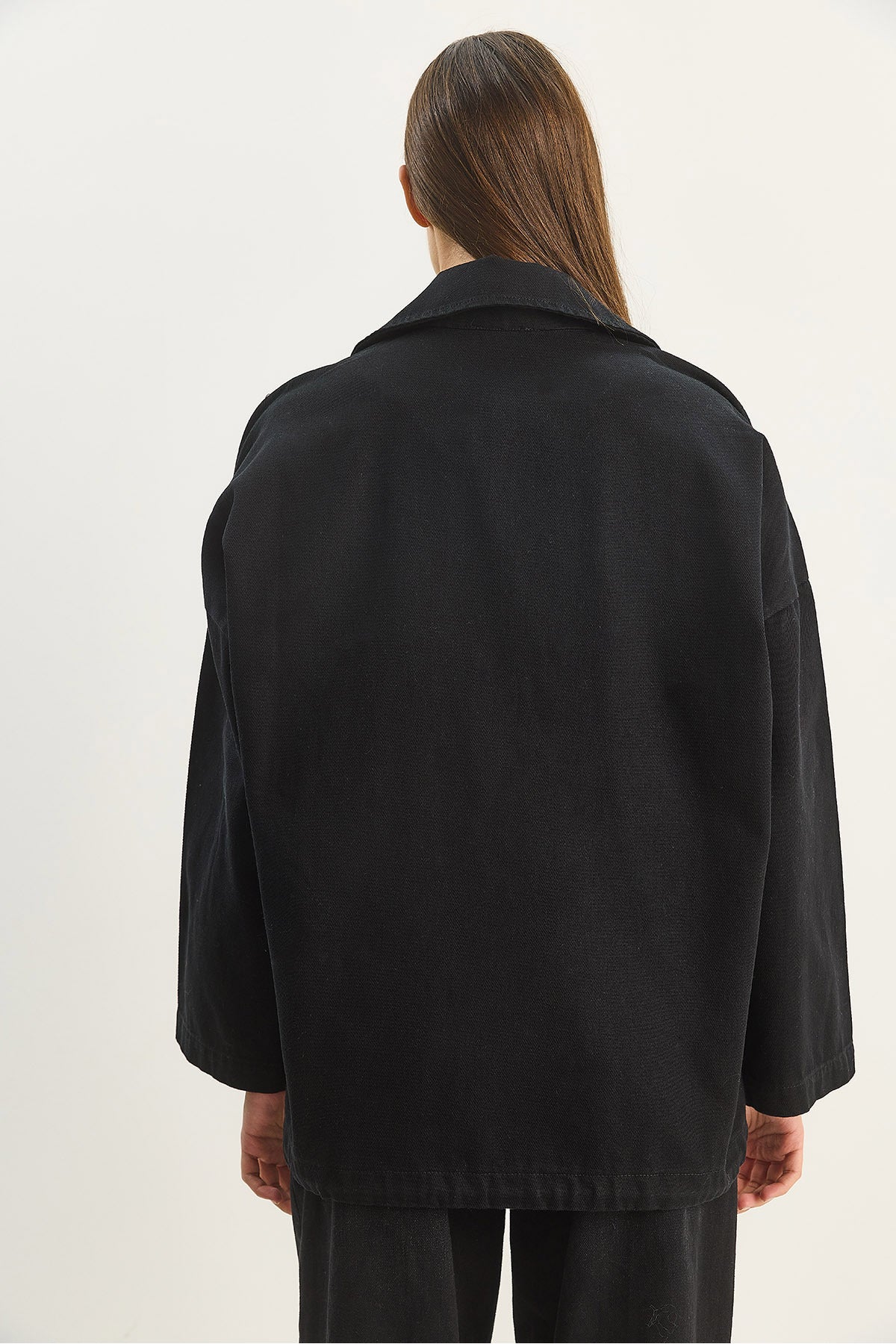 Women's Pocket Detailed Snap Closure Oversize Denim Jacket 209 60283672