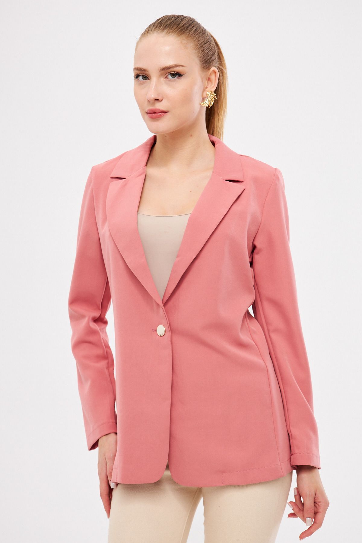 Woman Pink Single button Jacket ARM-23Y001047