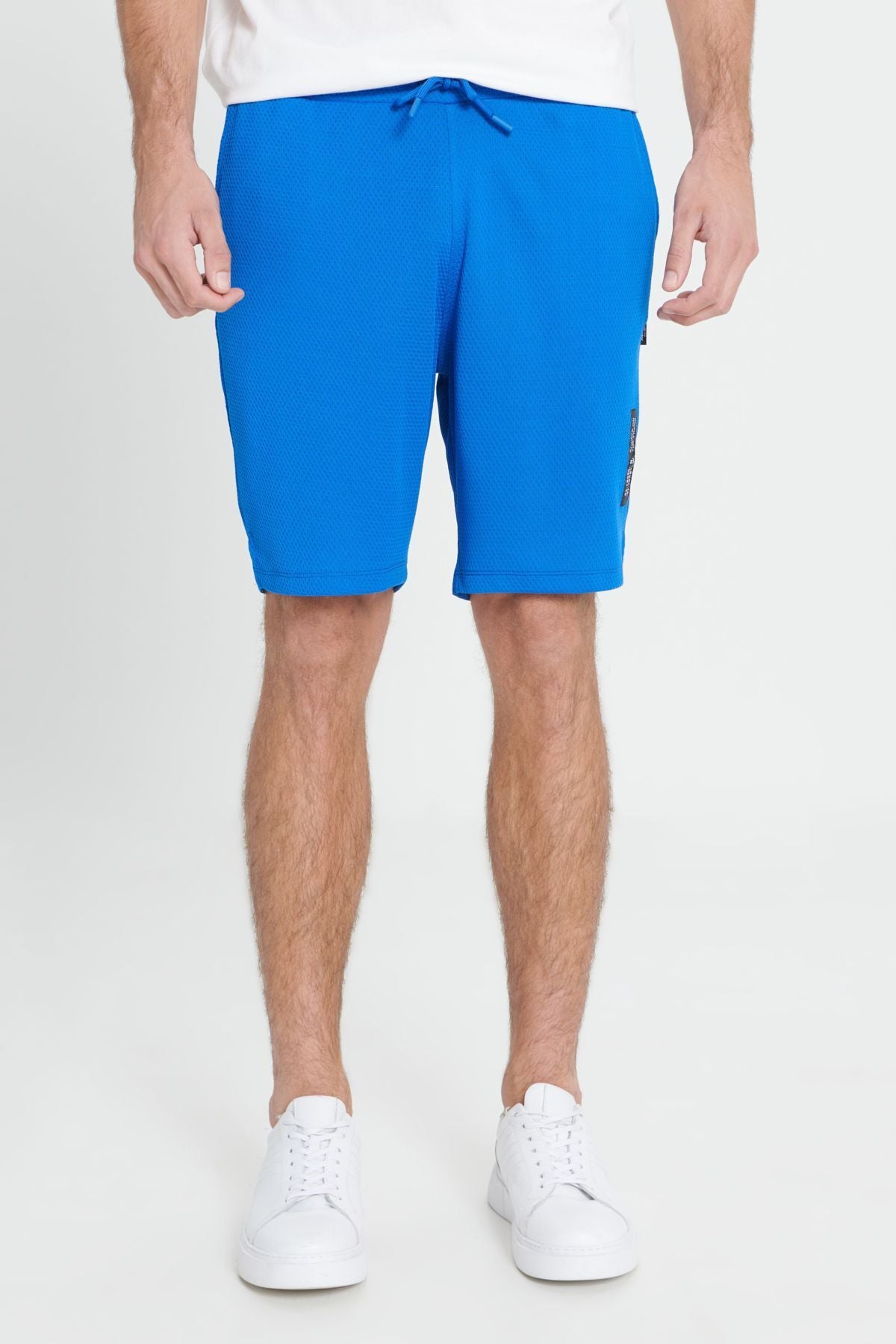 Men's Saks Blue Standard Fit Normal Cutting Knitting Sports Shorts