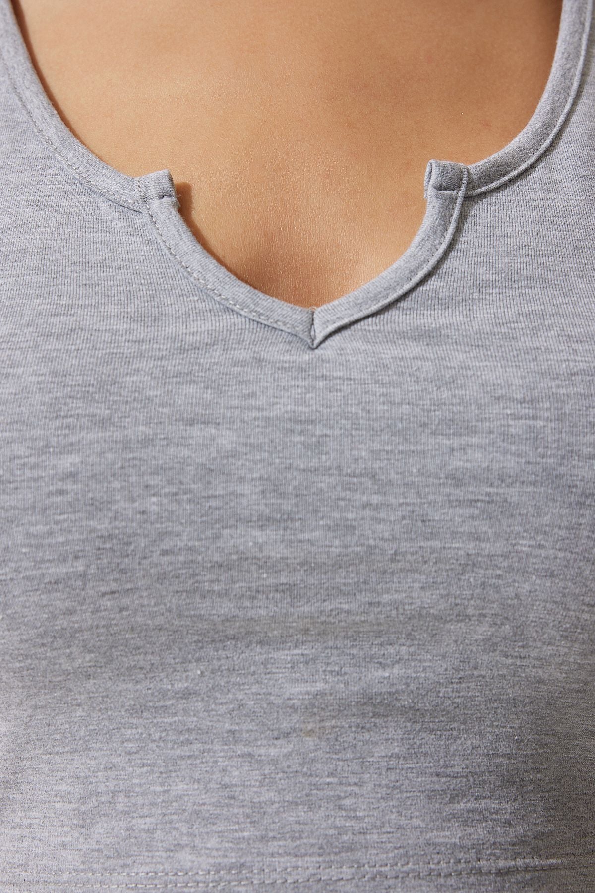 Women's Gray Hanger Crop knit blouse OW00030