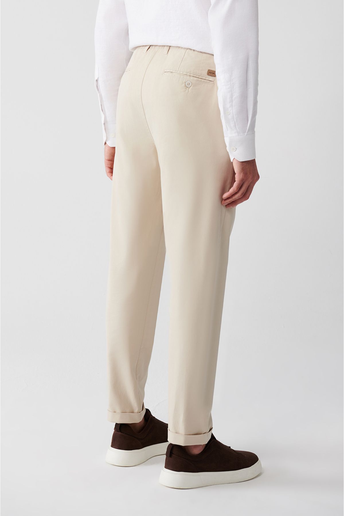 Men's Beige Side with Rubble Soft key Chino Trousers A32Y3002