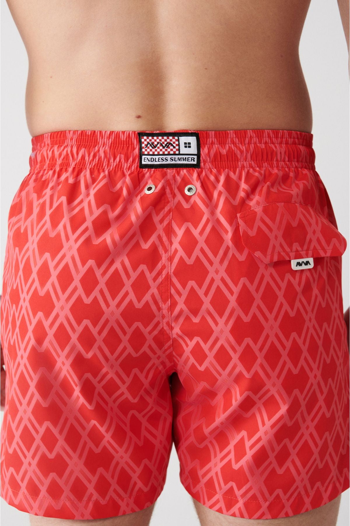 Red fast -drying Geometric Printed Standard Special Boxed Comfort Fit Mayo Sea Short