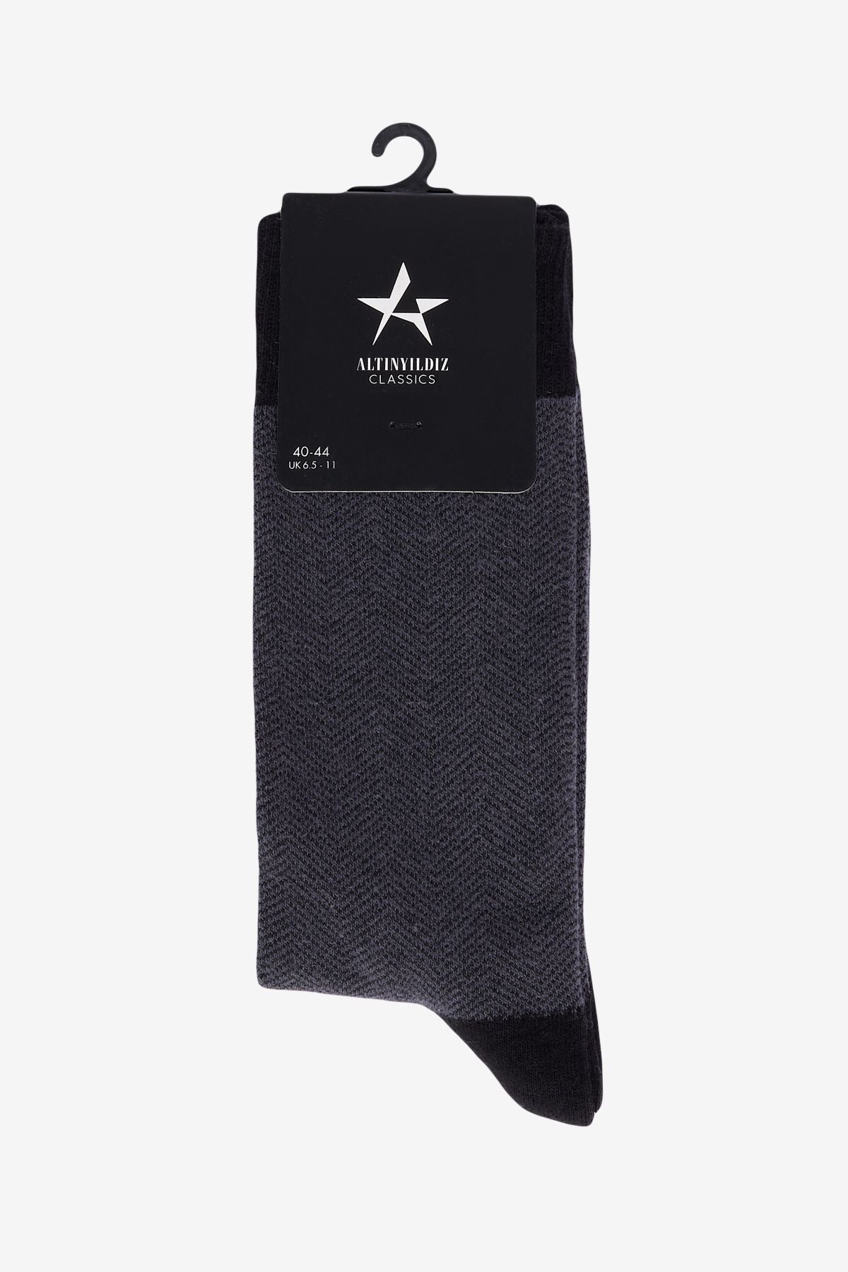 Men's anthracite-black patterned cotton socket socks