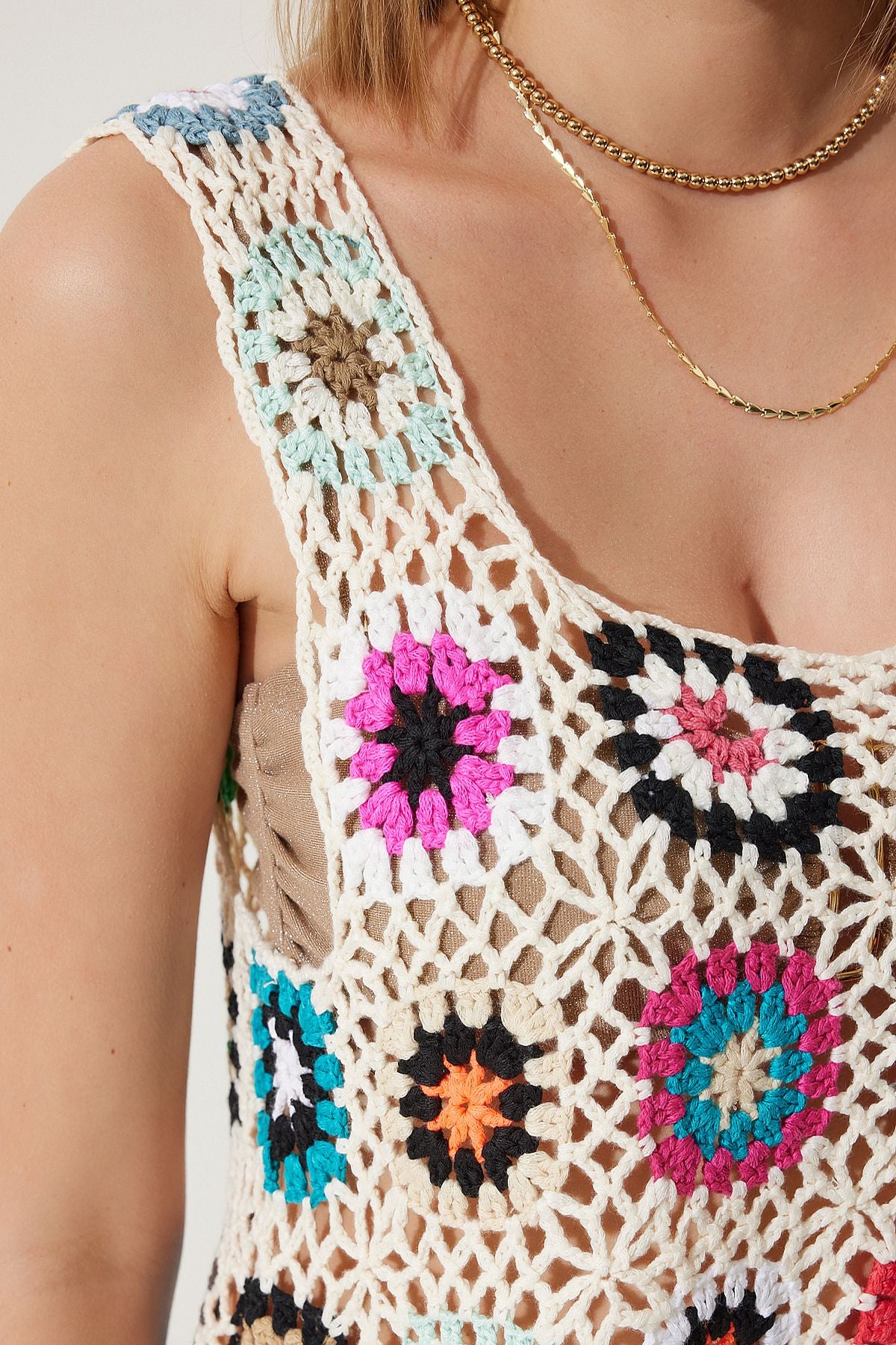 Women's Cream Open Crop Triko Blouse TP00040