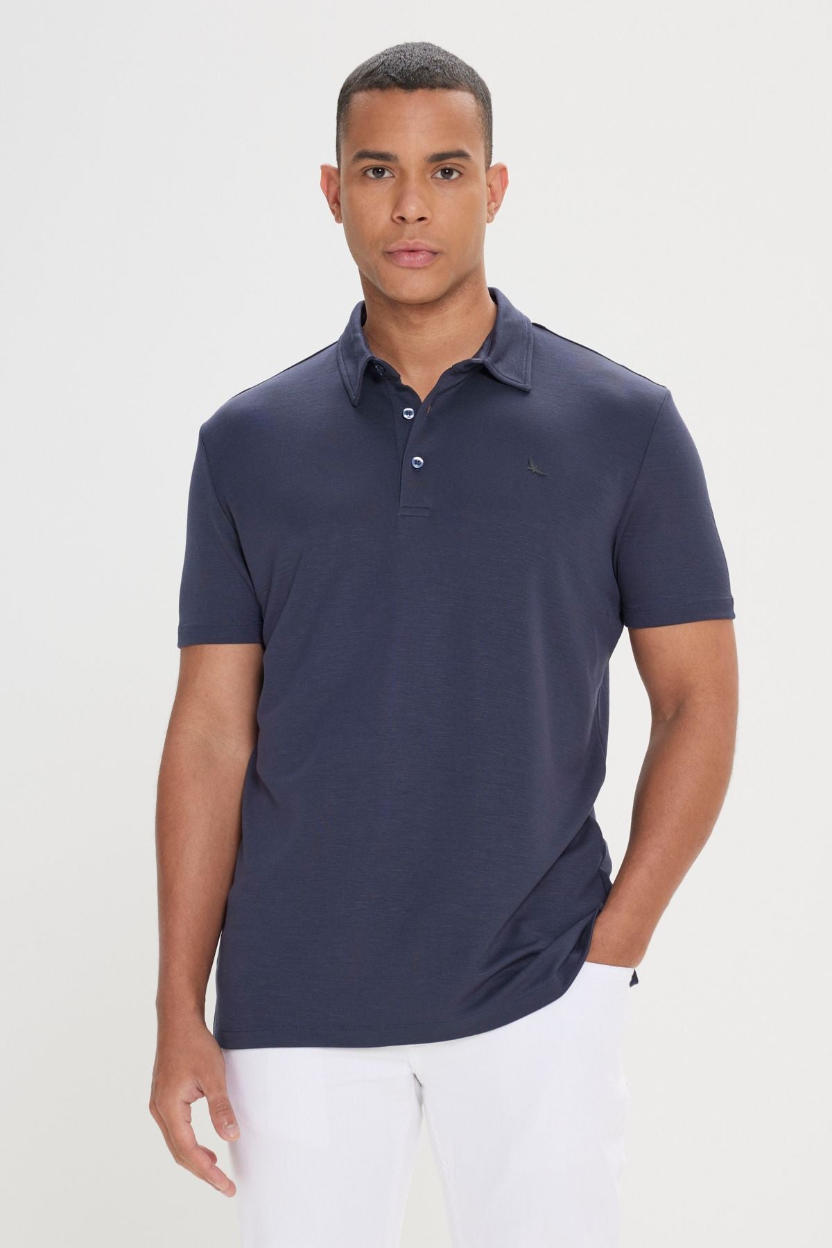 Men's Navy Blue Comfort Fit Casual Cut Polo Yaka T -shirt