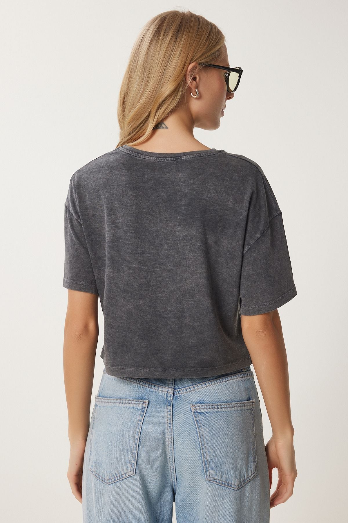 WOMEN'S ARRACRASİT PRINTED WASHING CROP knitting T-shirt an00221
