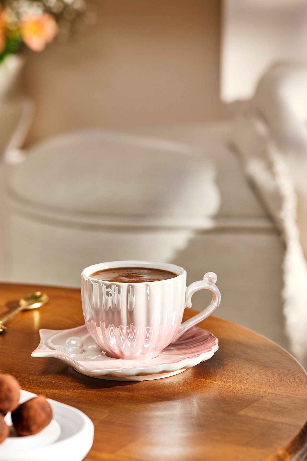 Porcelain Coffee Cup for 2 Person Porcelain Coffee Cup Pink 90 ml