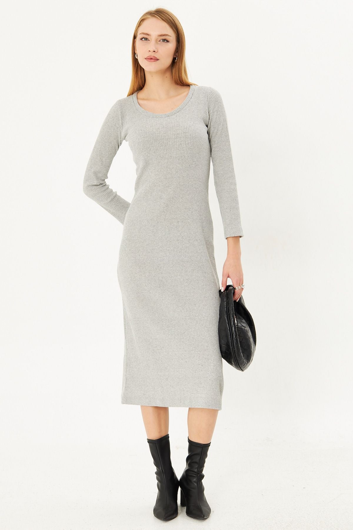 Woman Gray Gray Long Cashcorse Dress ARM-24K001028