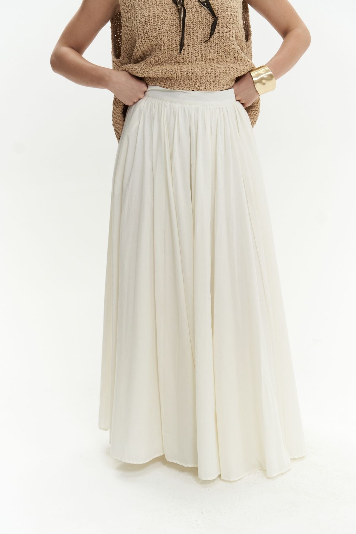 Faylinn long ecru skirt