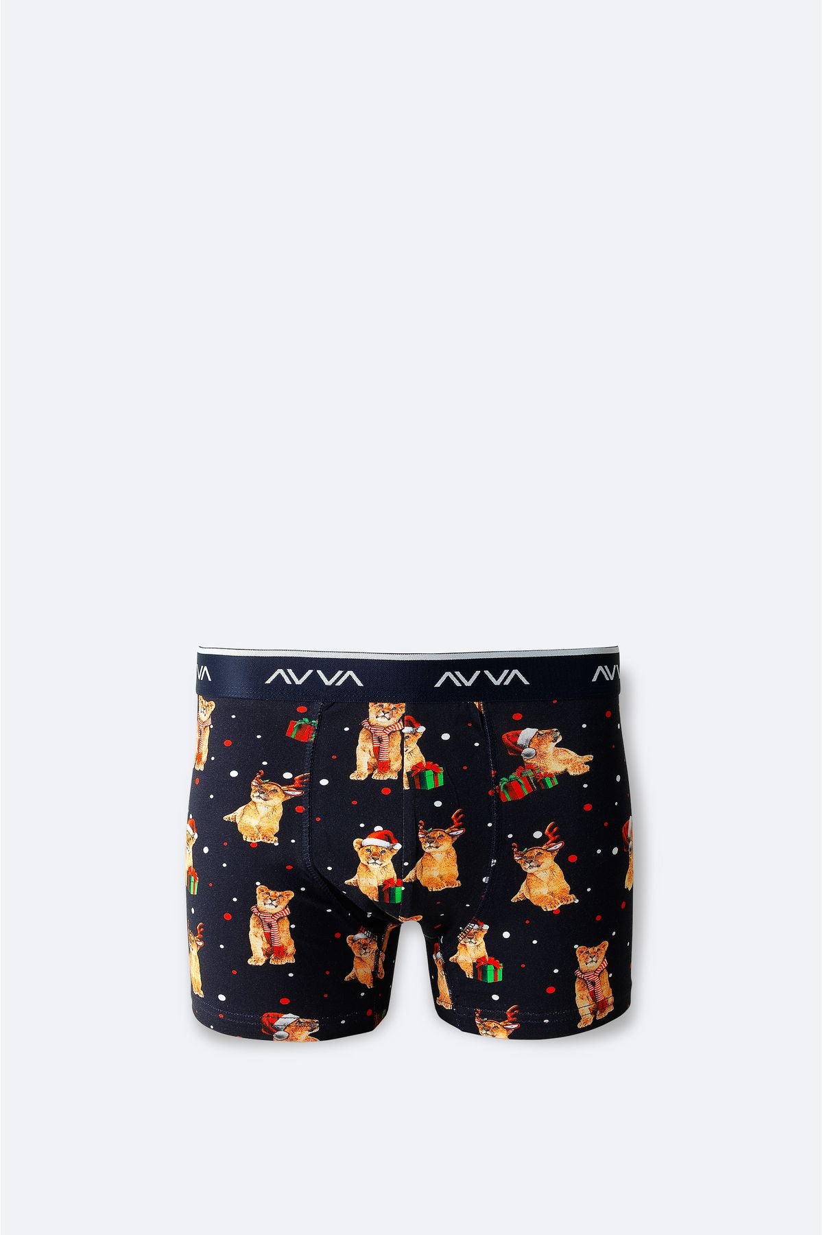 Men's Navy blue New Year's Patterned Single Box Boxer Boxer A42y9522