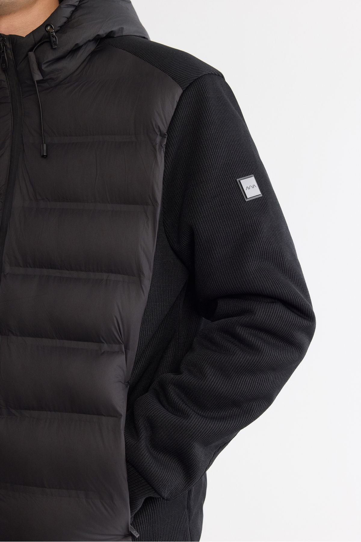 Men's black hooded water repulsive windproof coat A42y6155