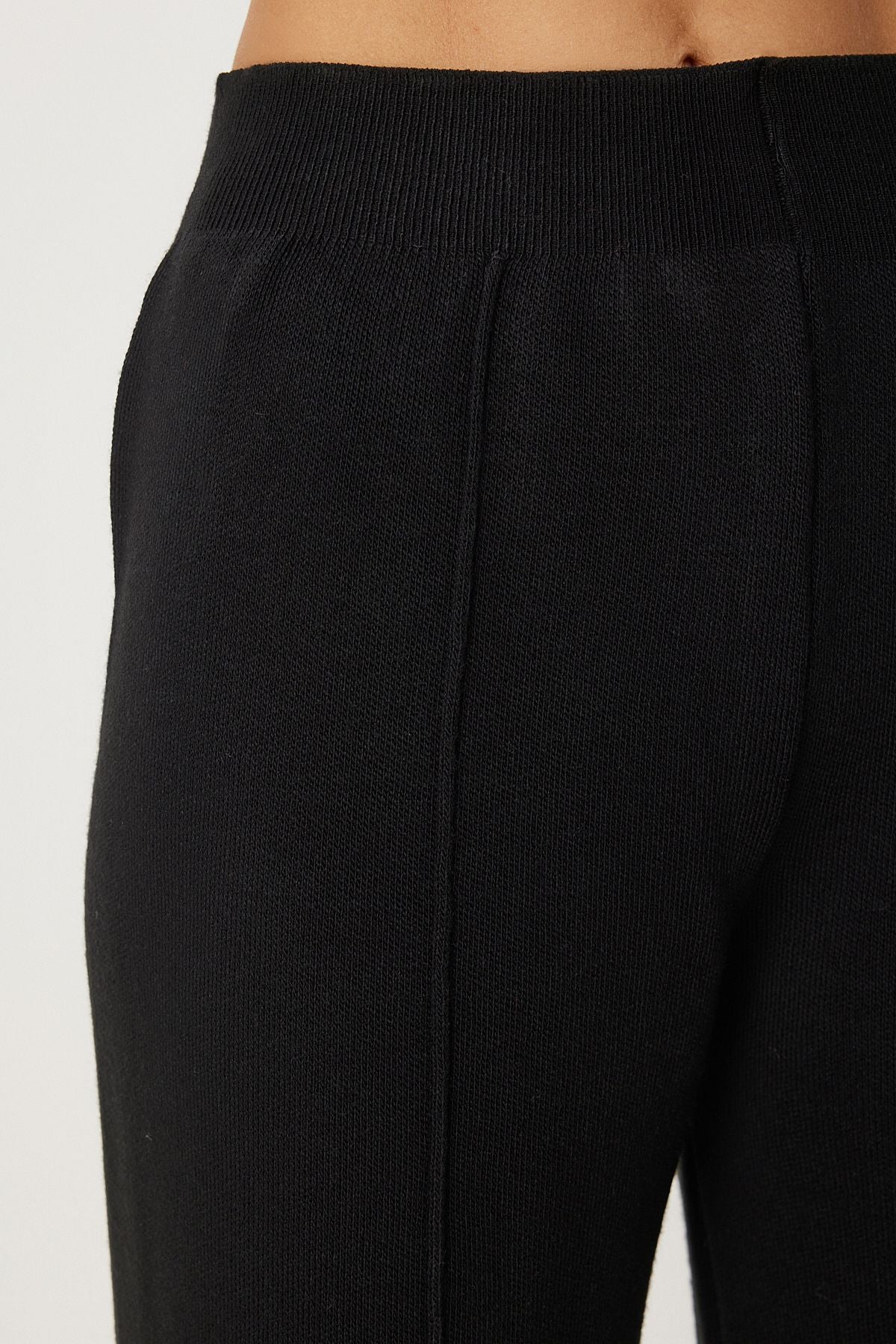 Woman Black Stylish Knitwear Cossack Pants Set Mu00012