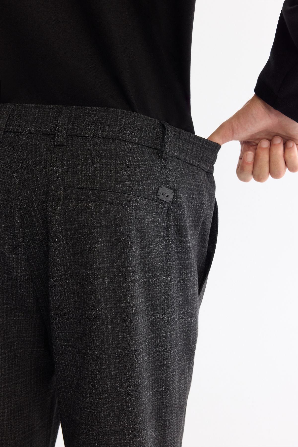 Men's Black Side Plee Pleated Plane Dual Paça Trousers A42y3043