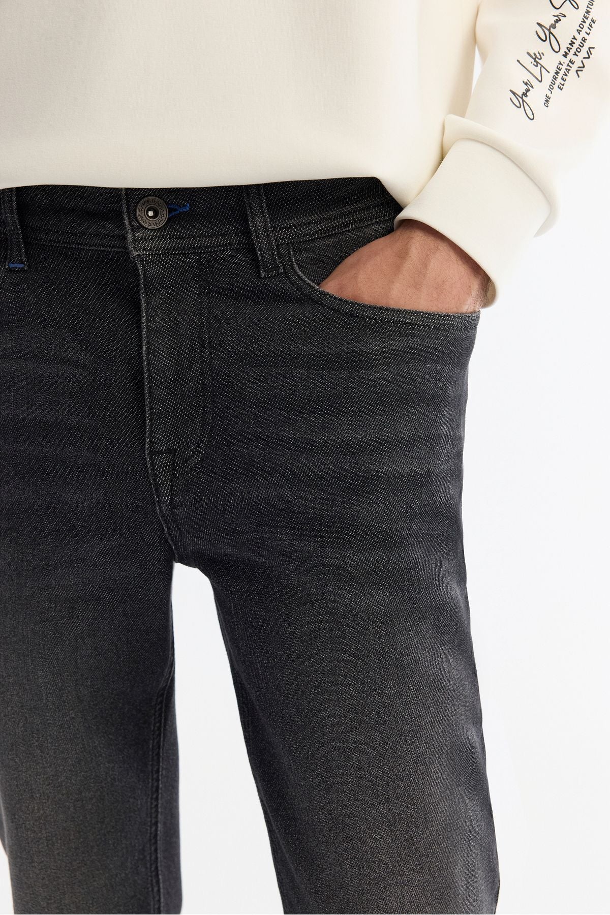Men's Black Obedness Washing Jean Pants A42y3524