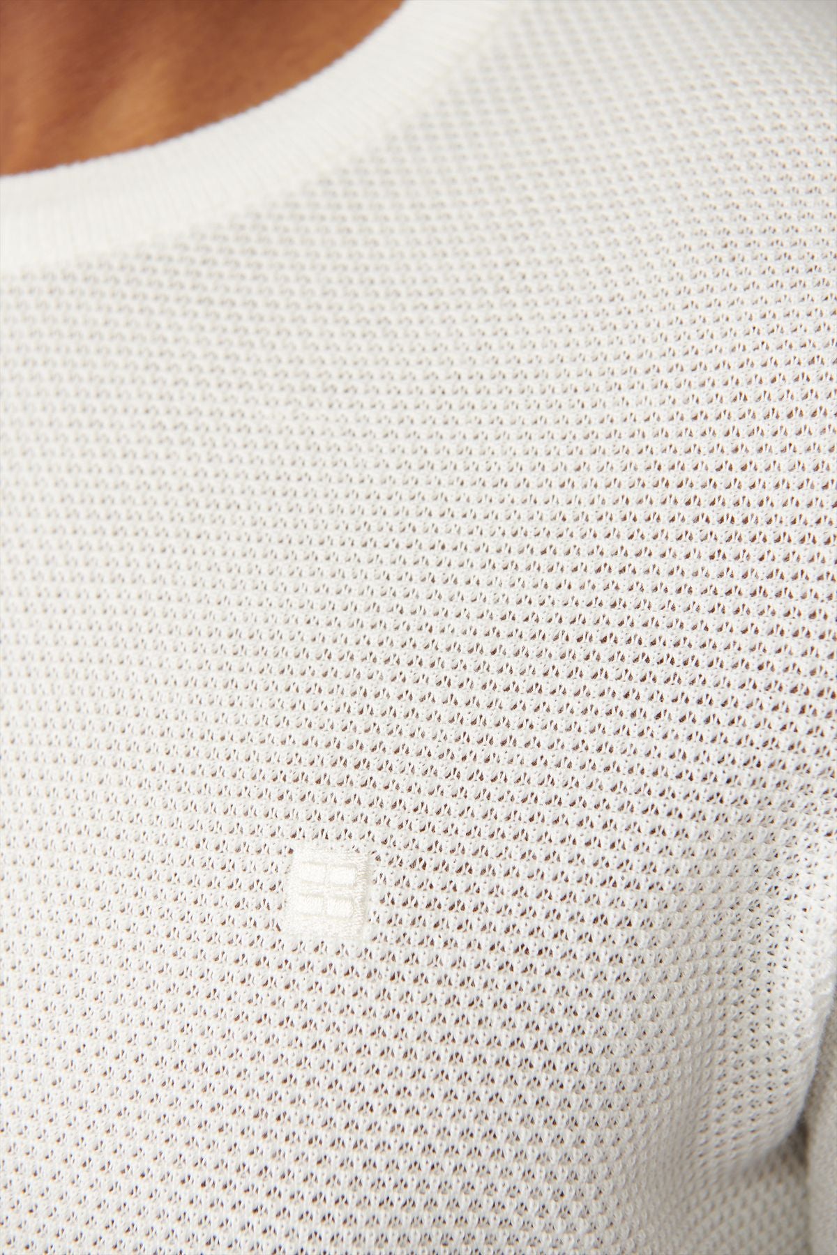 Men's White Modal Bicycle Collar textured riban knitwear T-shirt B005010