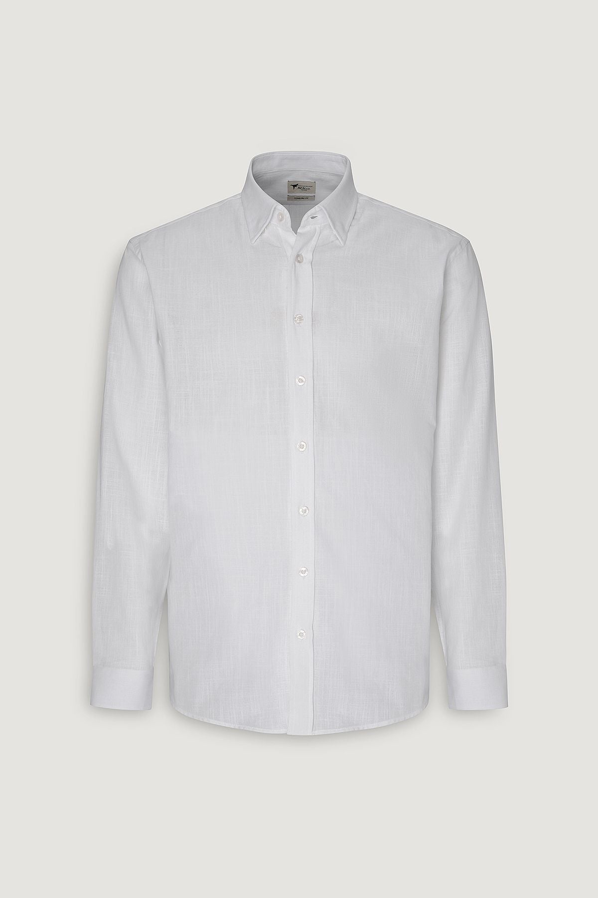 Men's White Comfort Fit comfortable cut hidden button collar 100 %cotton pennant shirt
