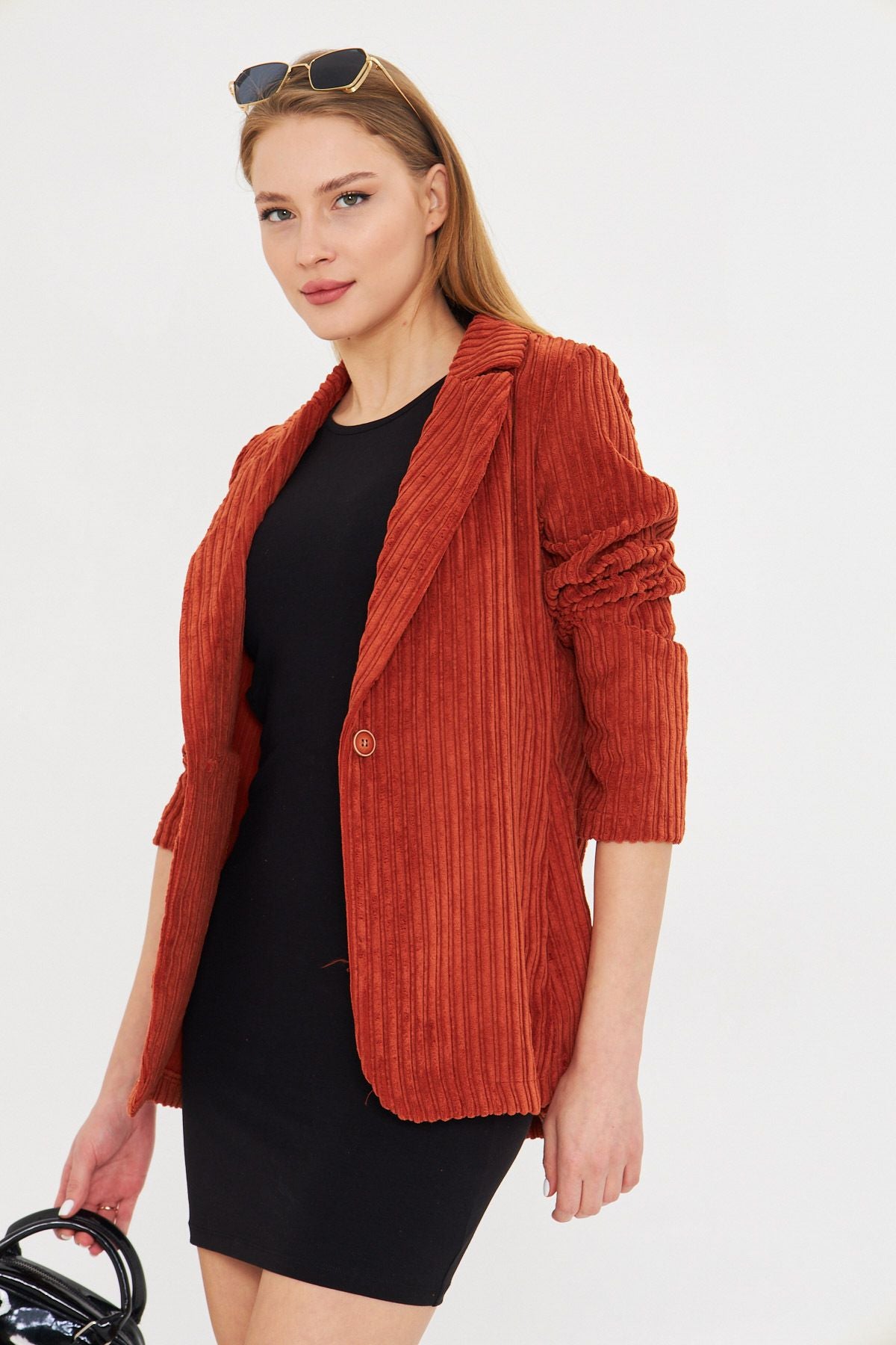 Women's Tile Single button Velvet Jacket ARM-25K001108