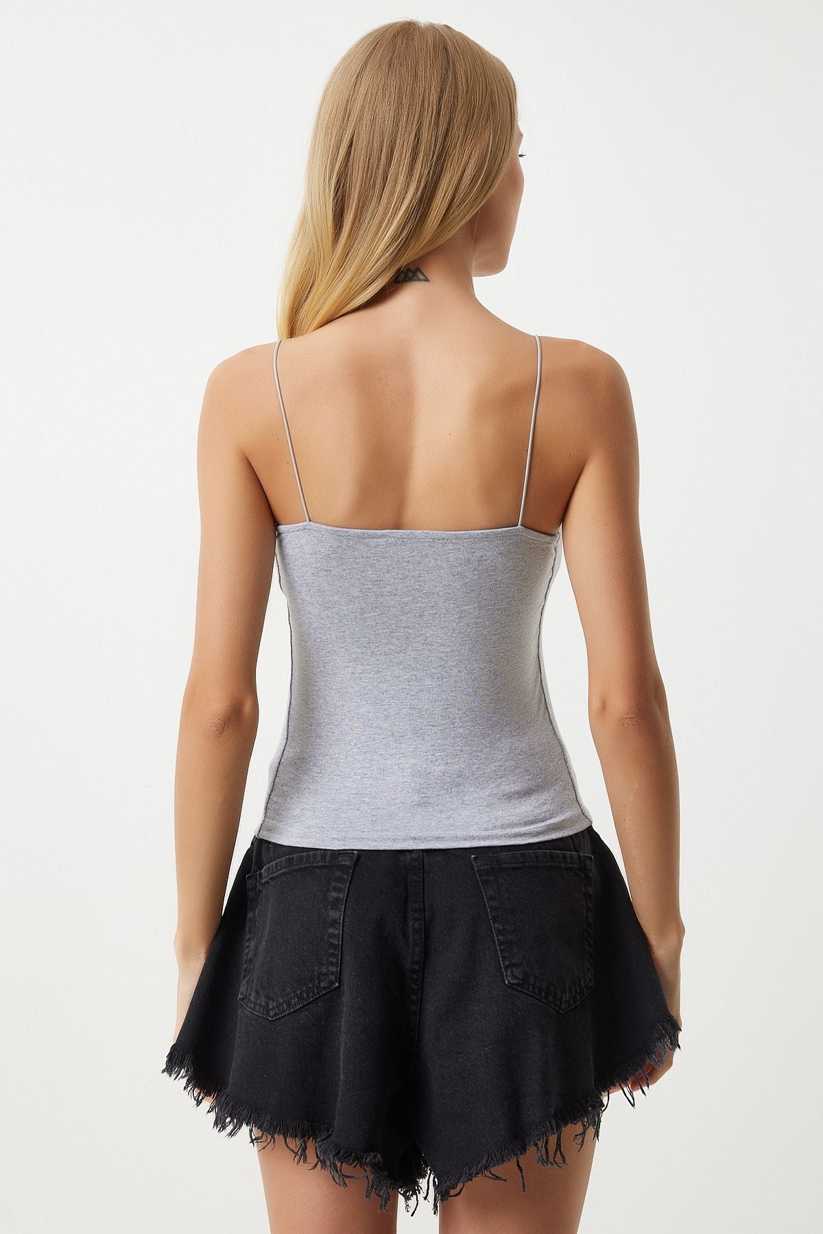Women's Stone Gray Rope strap knitted body blouse LD00018