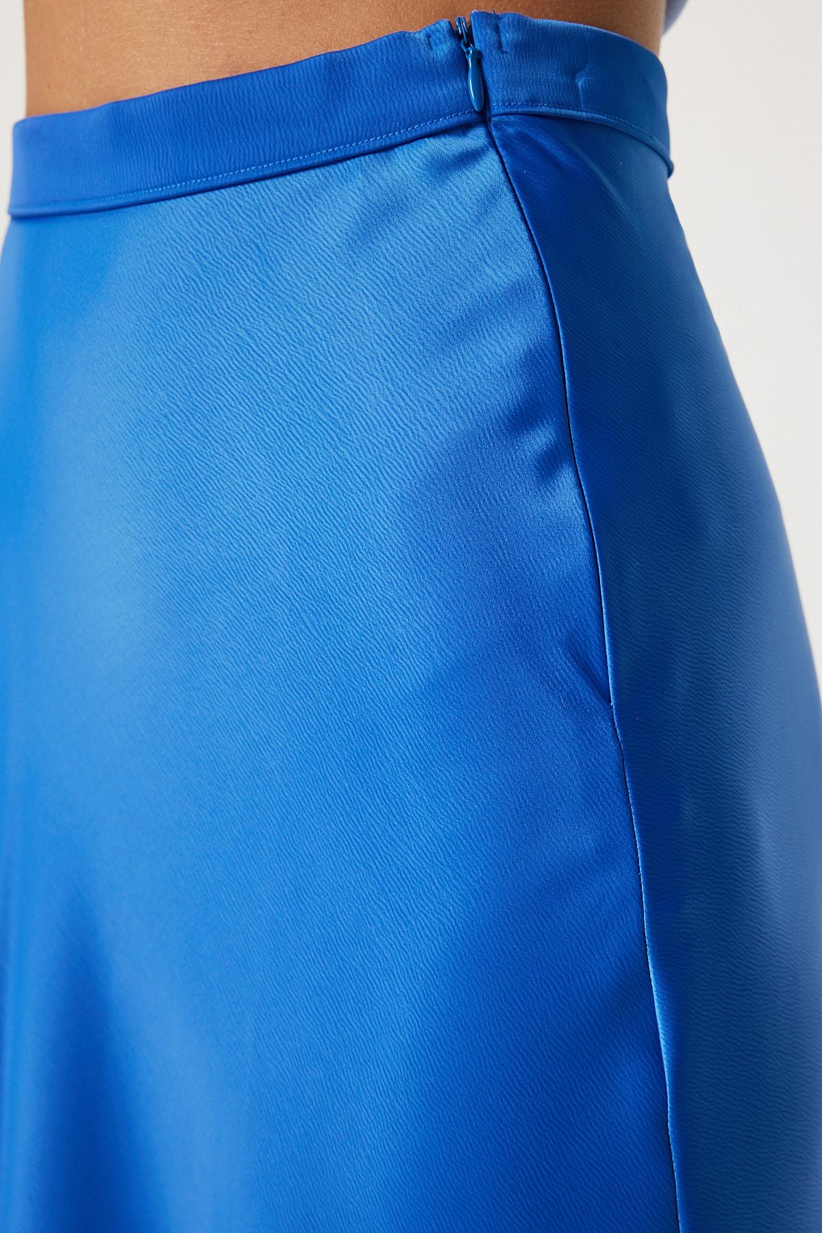Women's Blue Satin Surface Skirt FN03361