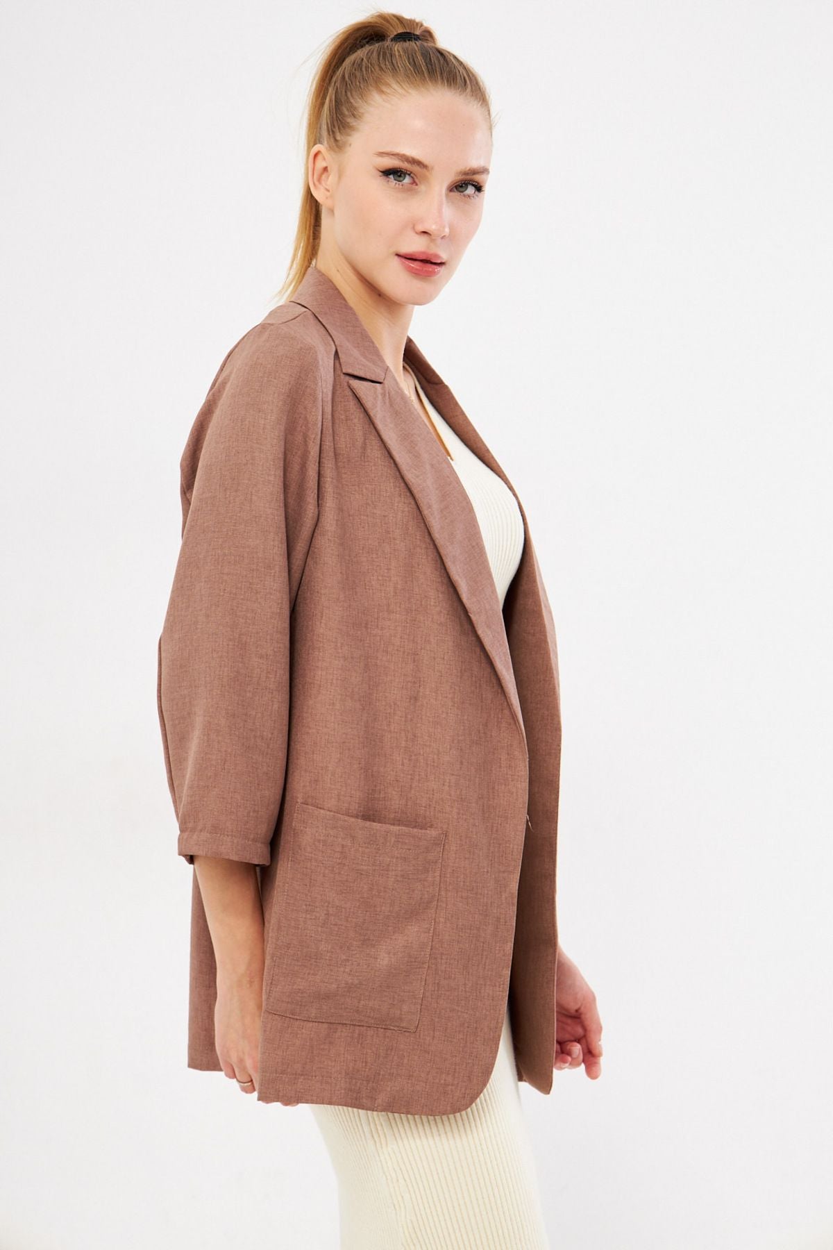 Female mink pocket overwheeling jacket ARM-24Y001115