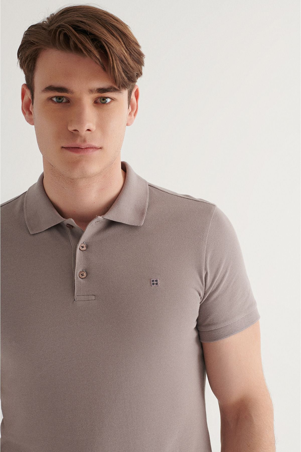 Men's Dark Mink 100 %Cotton Cool Polo Yaka T-shirt E001004