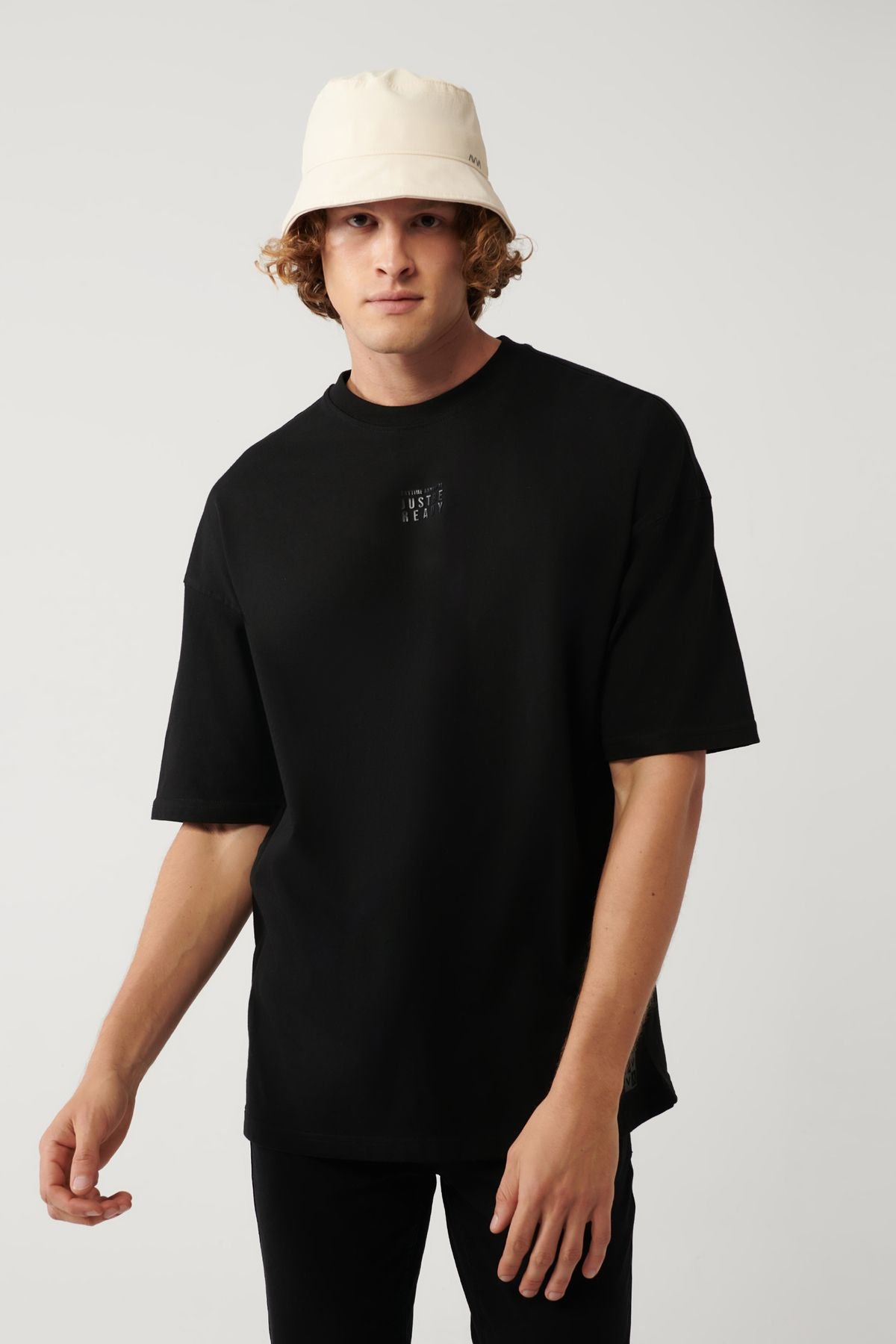 Men's black 100 %cotton bike collar printed T-shirt A41y1325
