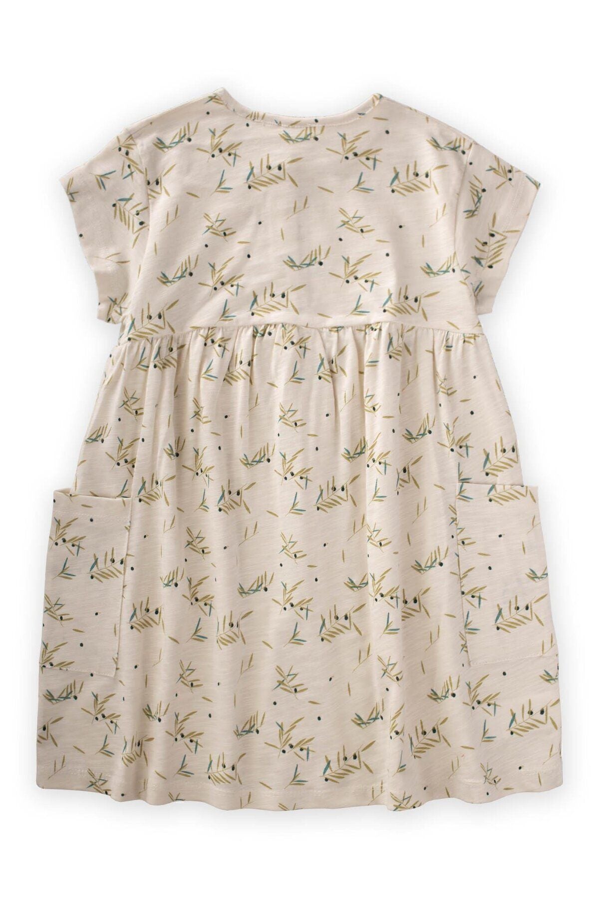 Patterned pocket dress 2-9 years old ecru olive pattern