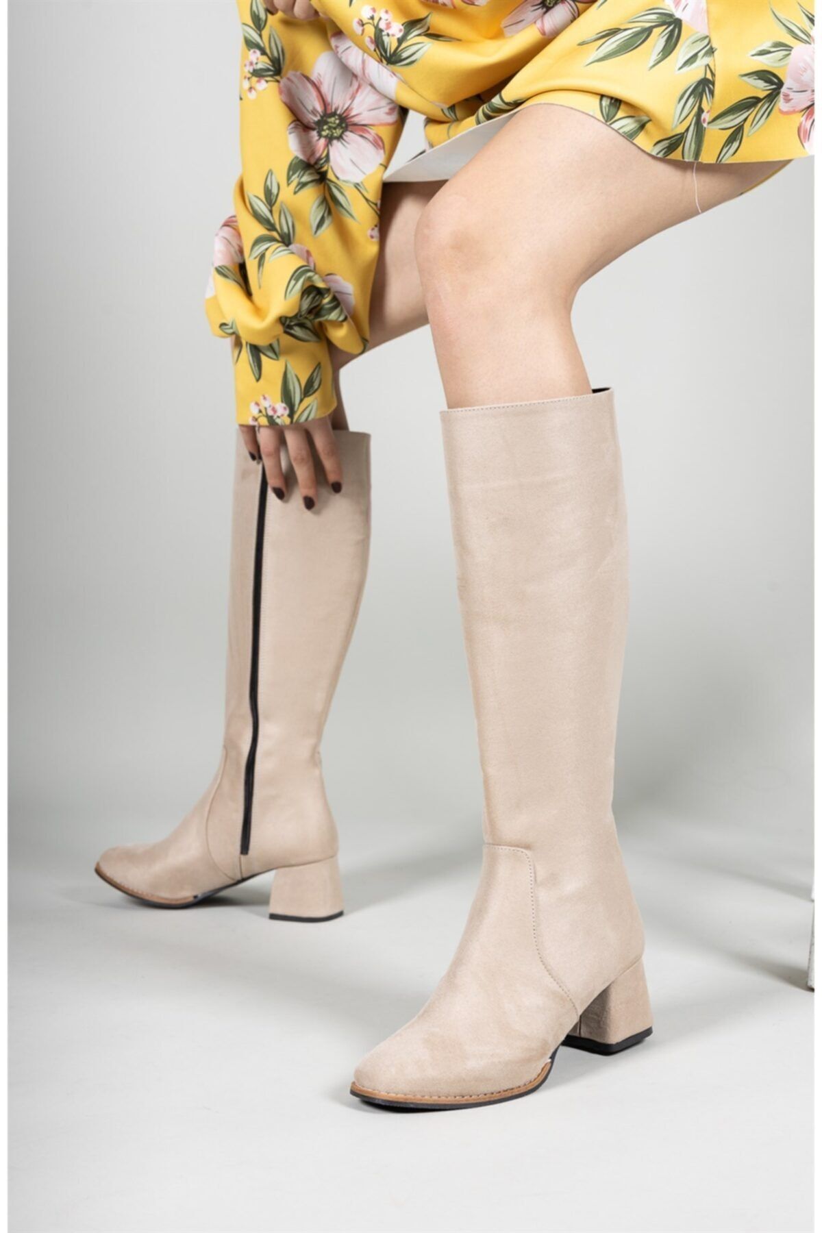 Nude Suede Woman Boots 0012064