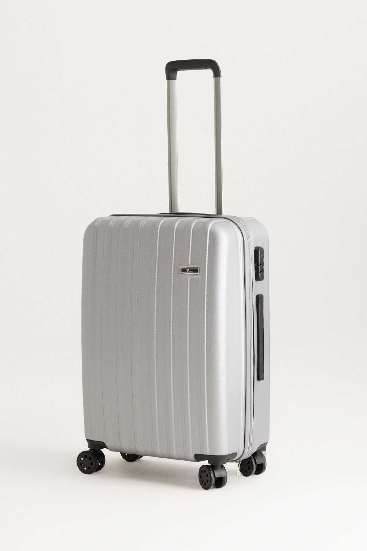 Gray medium size suitcase