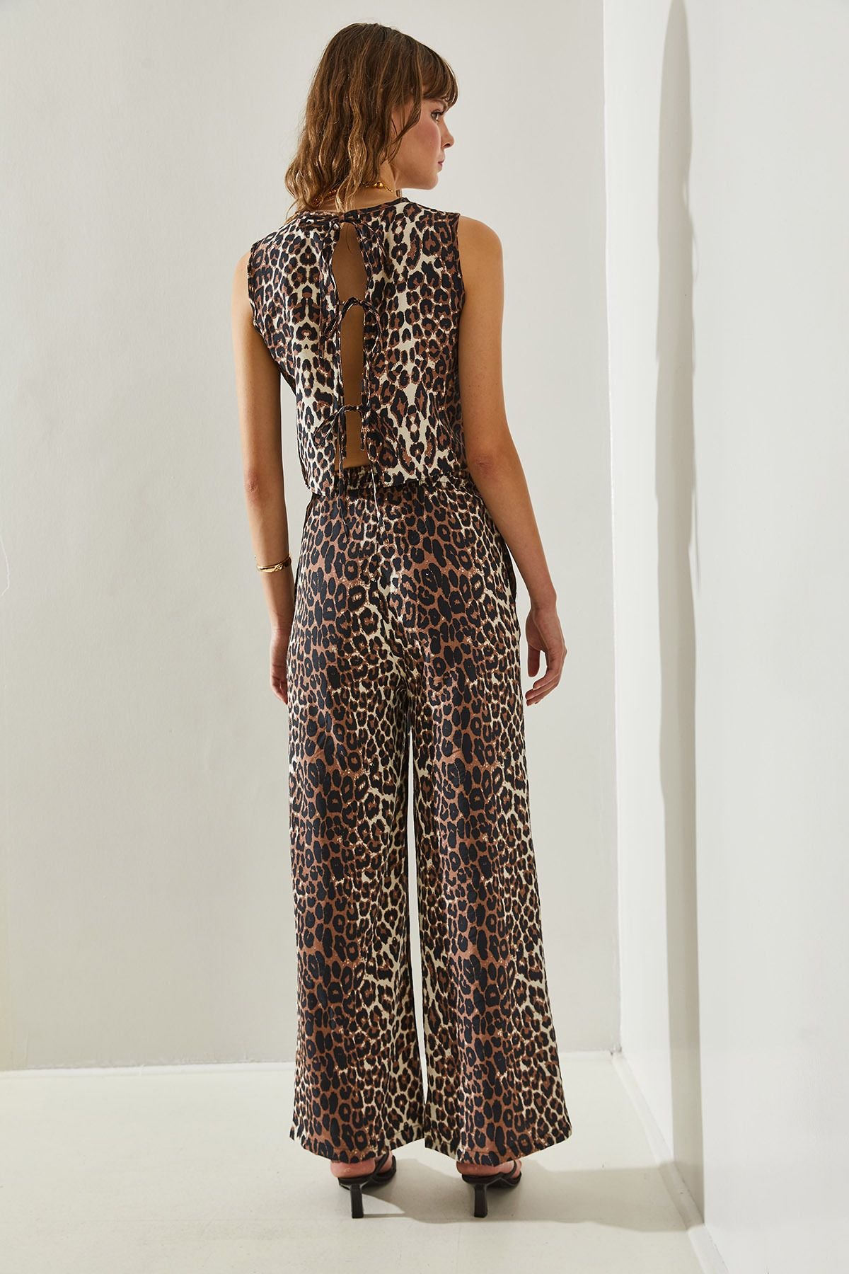 Female Biye Detailed Leopard Patterned Vest Pants 9260 Over-Upper Team 60251394