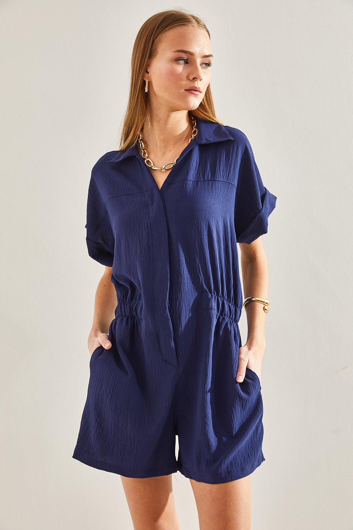 Women's Basic Elastic Waist Jumpsuit 60111013