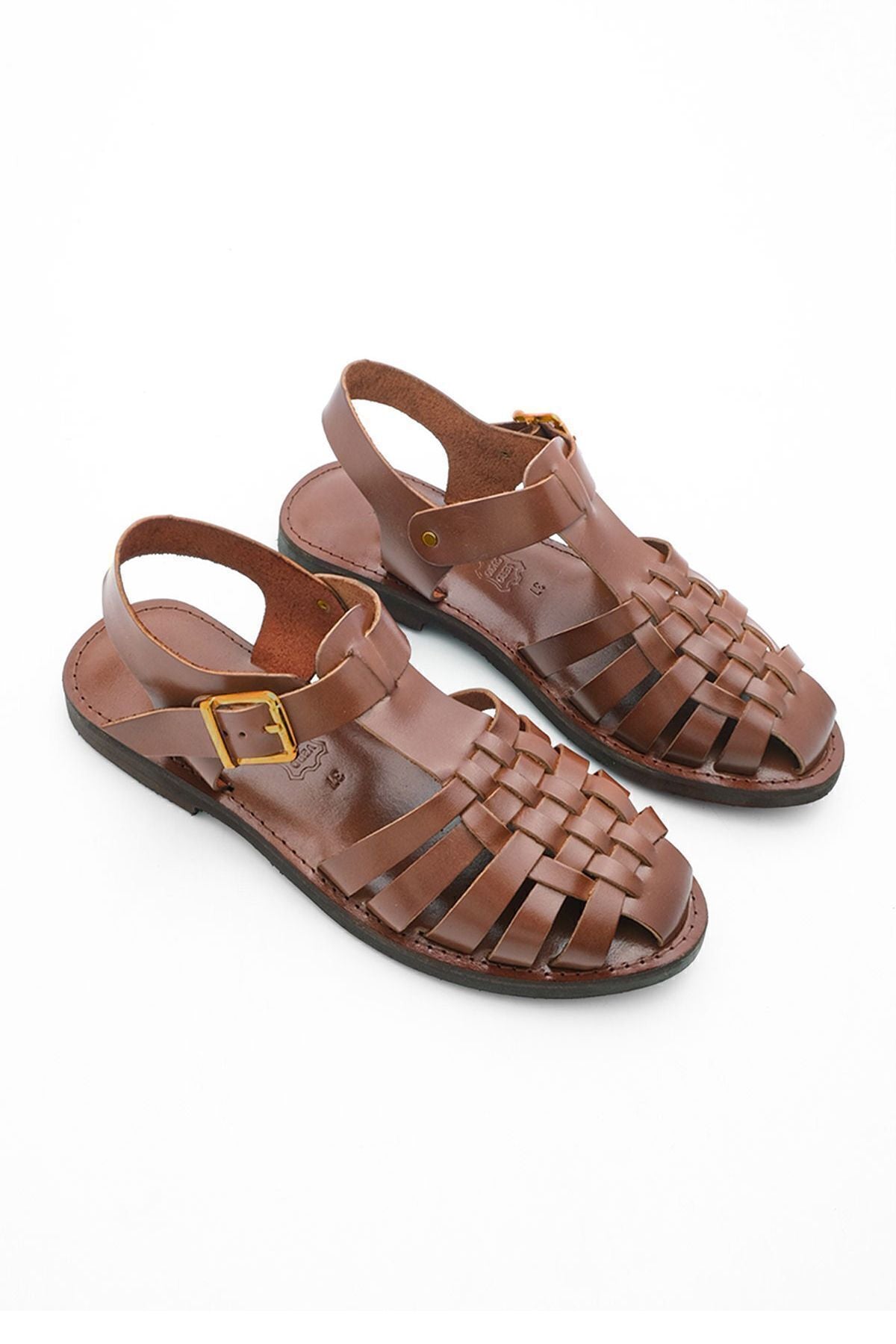 Woman Genuine Leather Light Eva Base Daily Sandals Kesva Taba