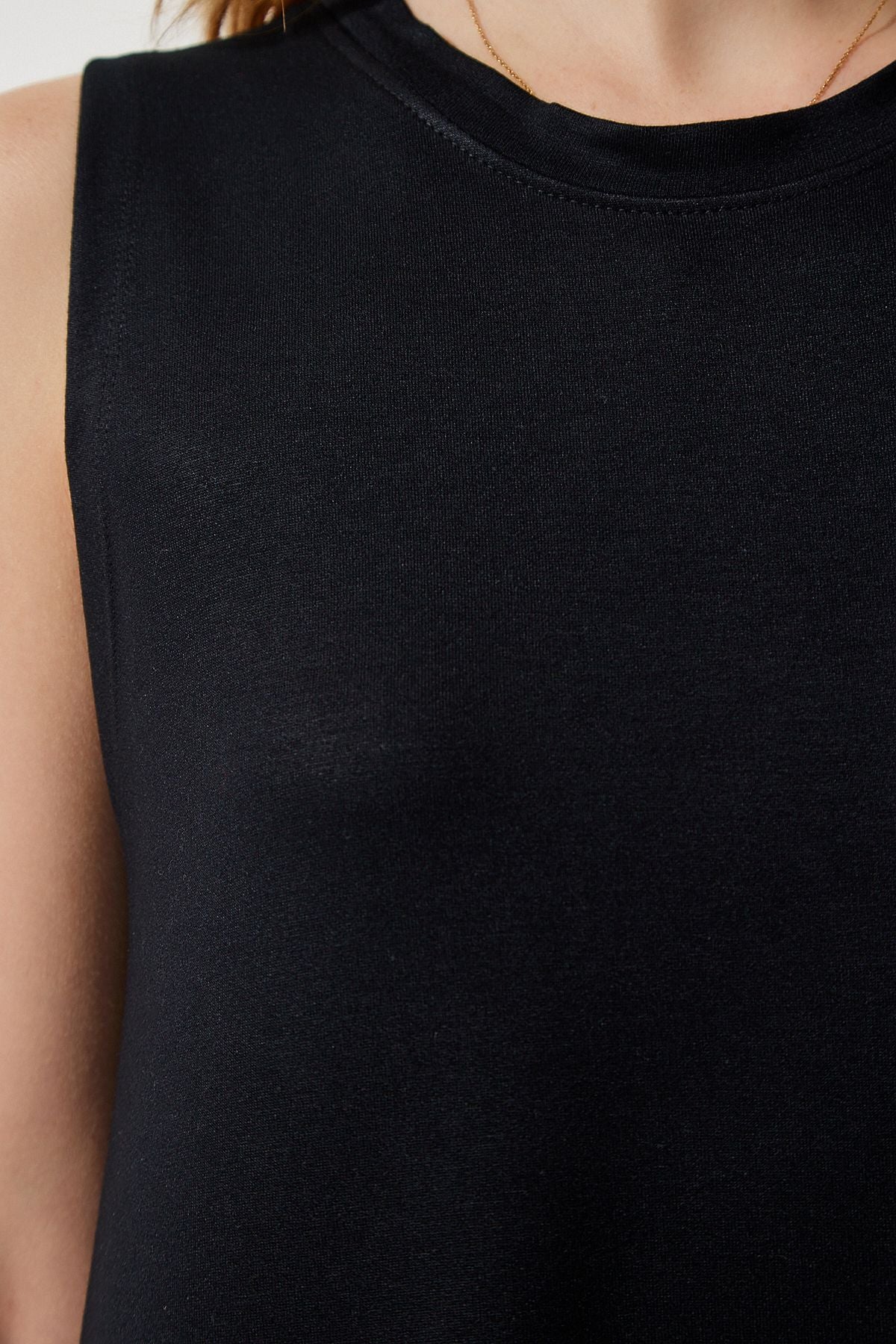 Female black bike collar knitted flyer bell dress BF00089