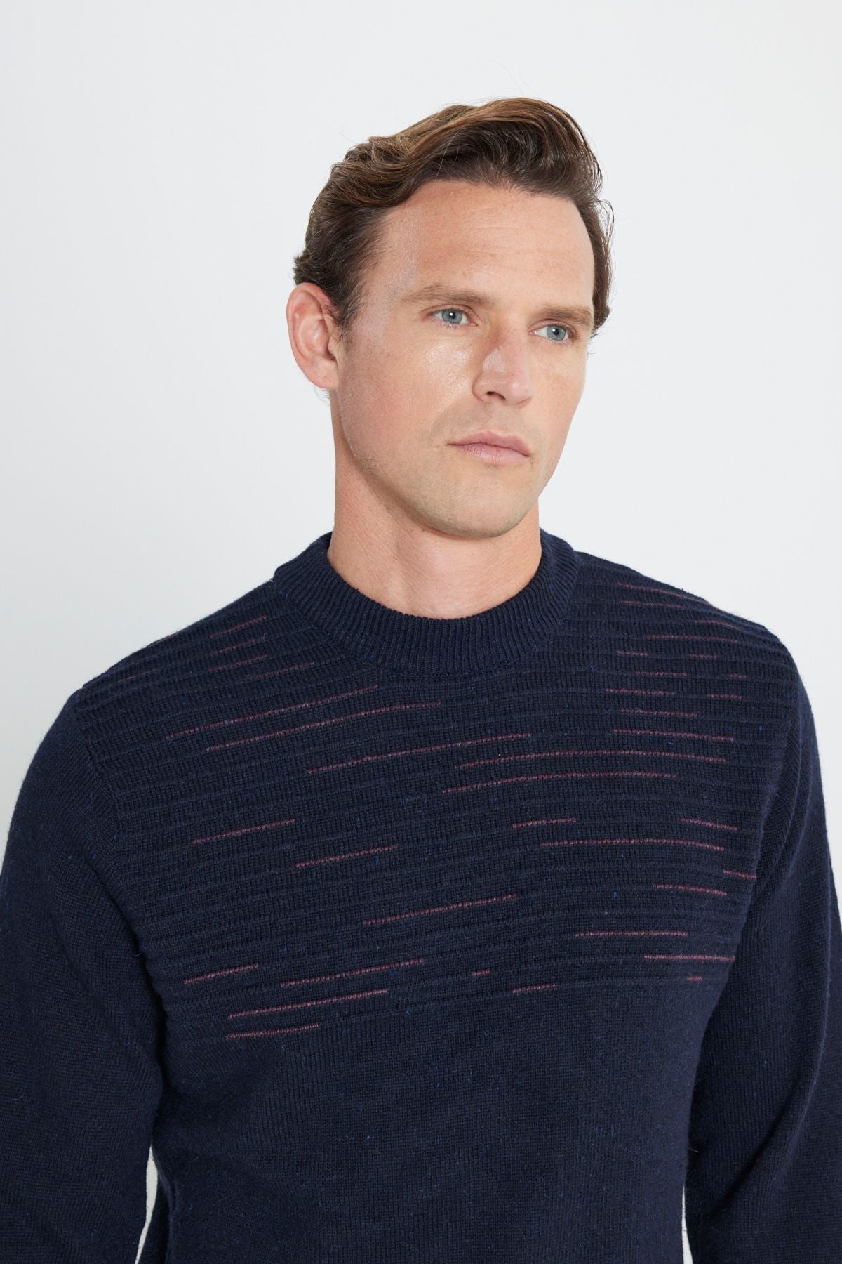 Men's Navy Bordo-Bordo Standard Fit Normal Cut Half Fisherman Yaka Knitwear Kazakh