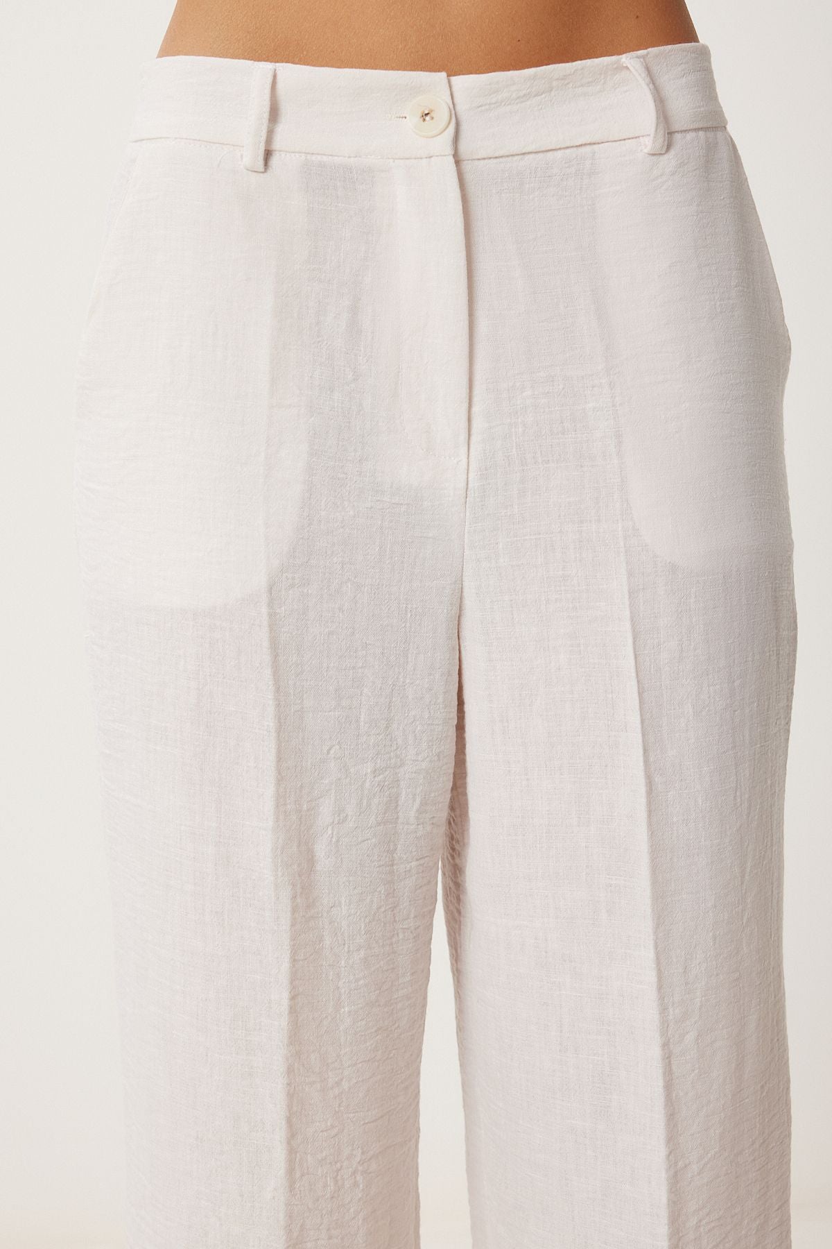 Women's Cream Light Transparent Shawl Yaka Vest Pants Set FN03231