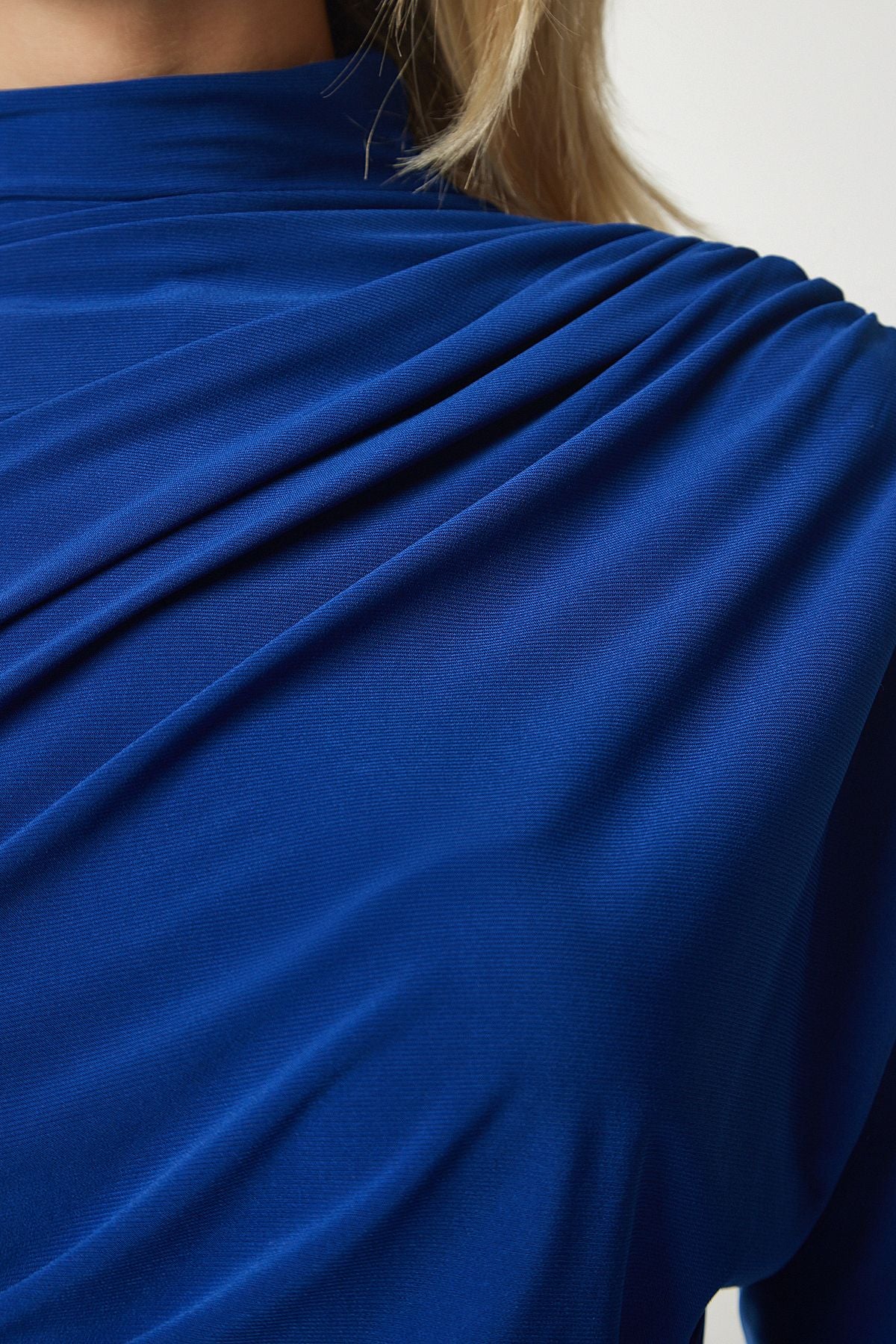 Female Blue Shirring Detailed Sandy Blouse FF00135