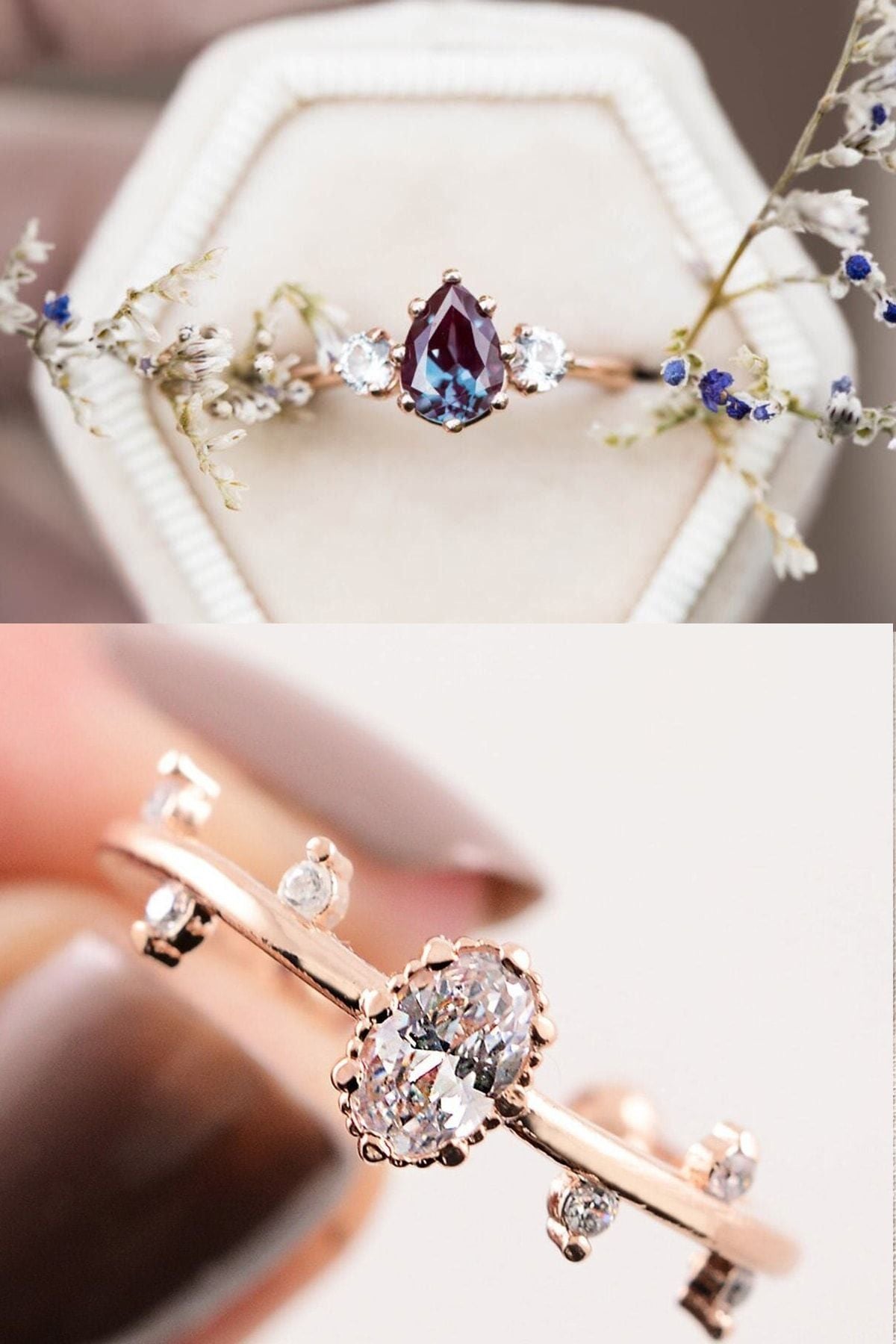 Mystical Topaz and Izlanda 2 Set 14k Rose Gold Plated Ring