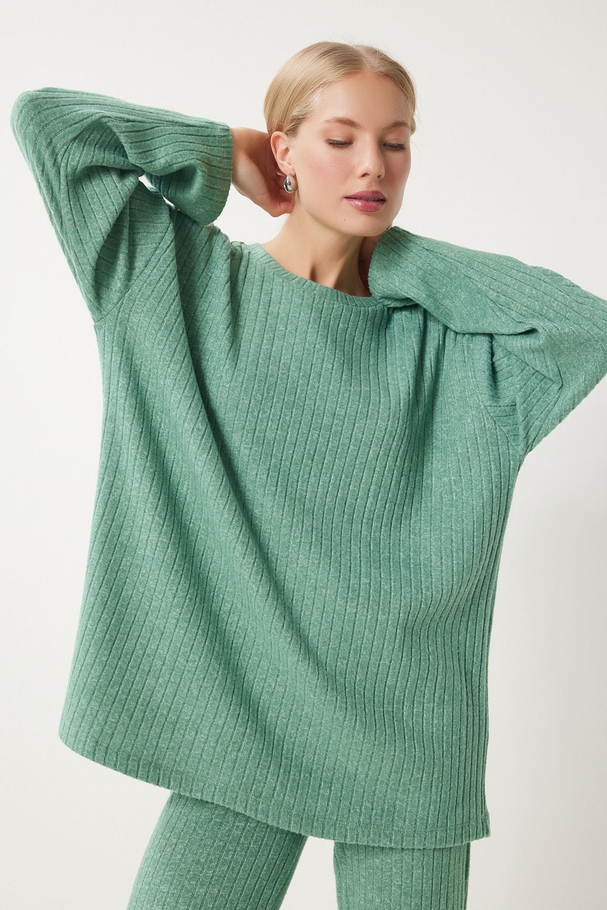 Female Cagla Green Comfortable Wicking Blouse Blouse Pants Set RG00047