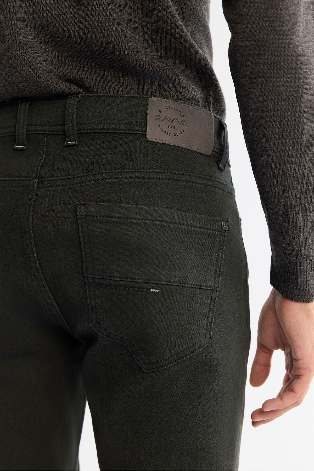 Male Khaki Obedness Washing Flexible Jean Pants A42y3533