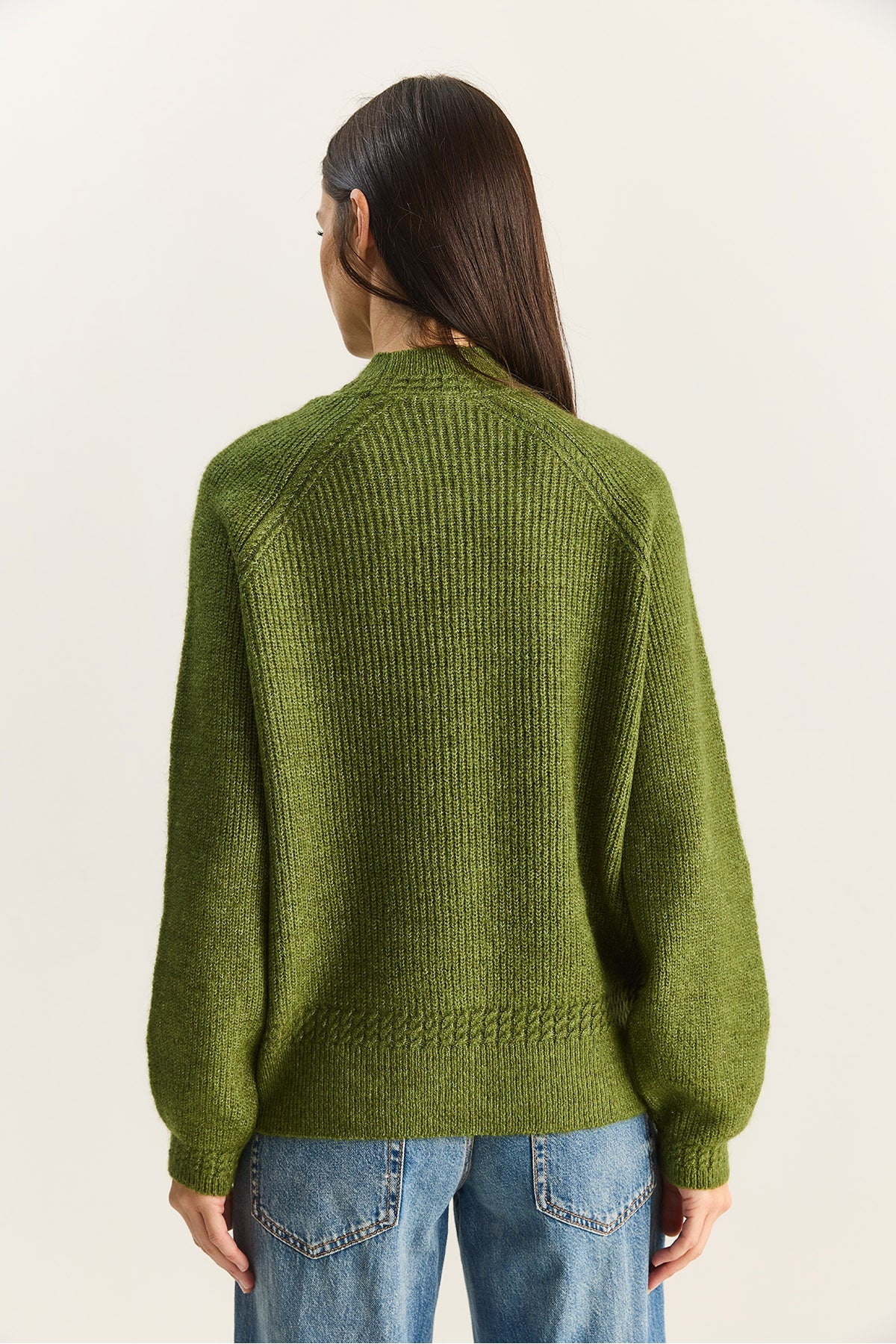 Women's Crew Neck Raglan Sleeve Knitted Patterned Soft Textured Knitwear Sweater 20251108