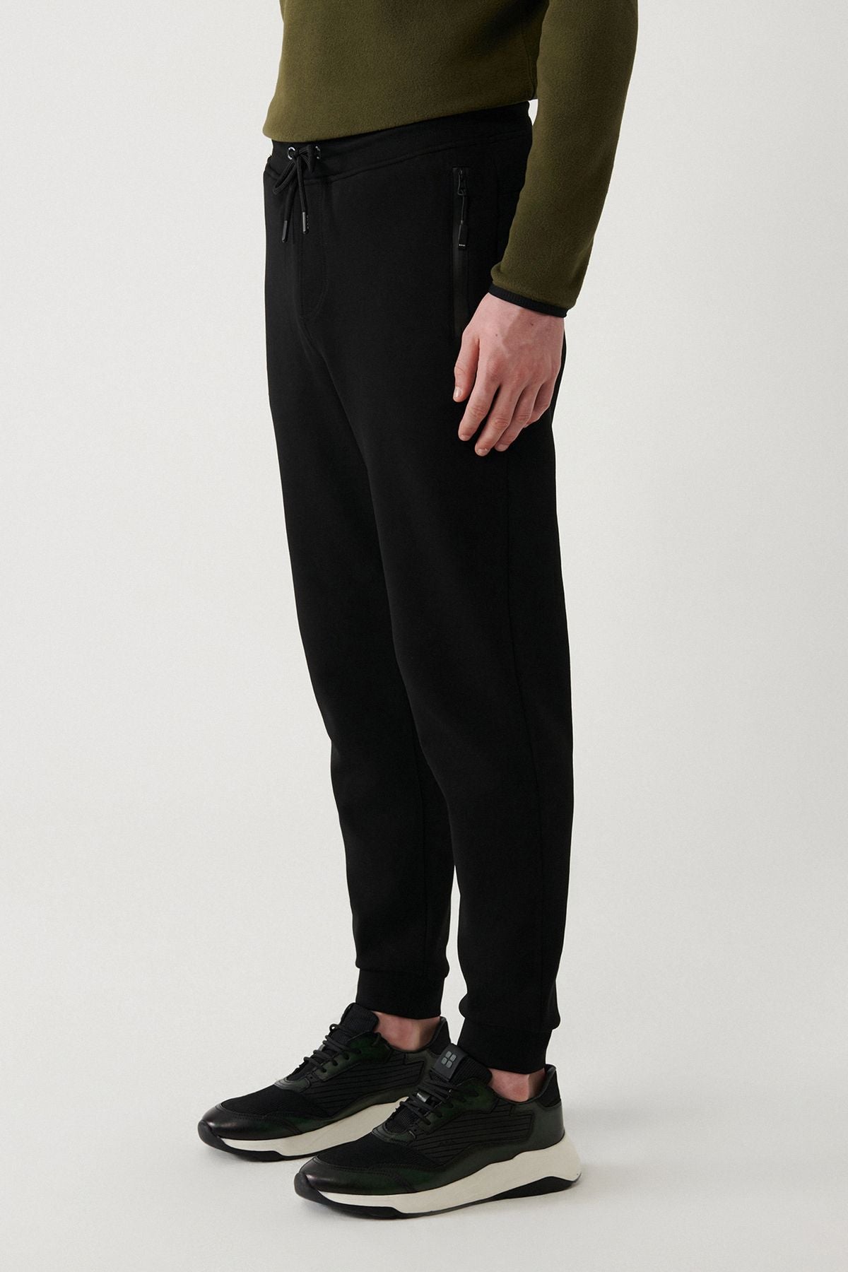 Men's black flexible interlok fabric rubber tracksuit six B003400