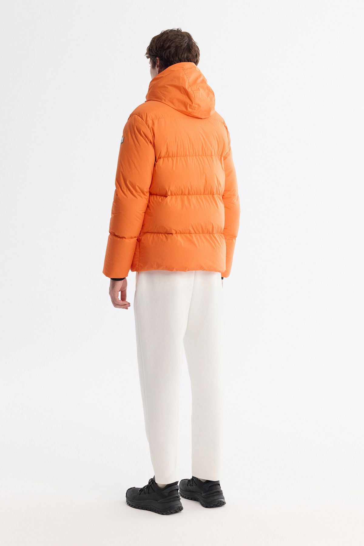 Men's Orange Hooded Water Protector Windproof Inflatable Coat B006046