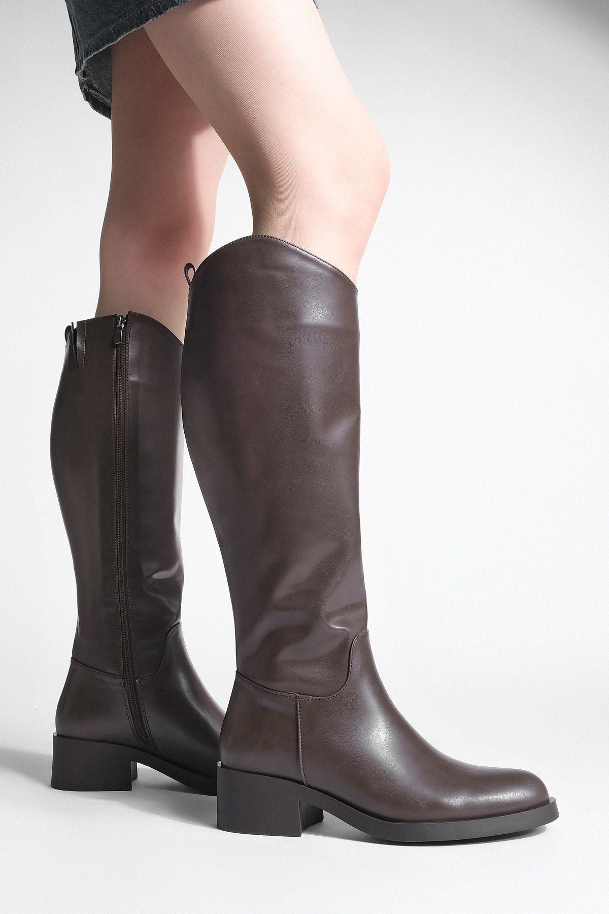 Woman Daily Boots with Kizaltı Zipper Maypos Coffee