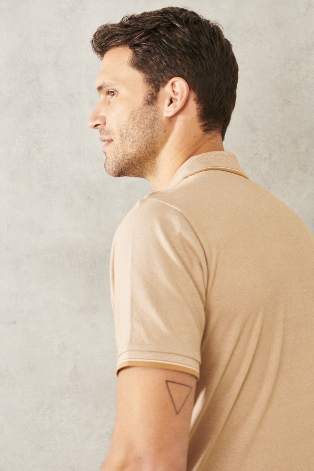 Men -drawn cotton fabric comfort fit comfortable cutting mink curved polo collar pocket t -shirt