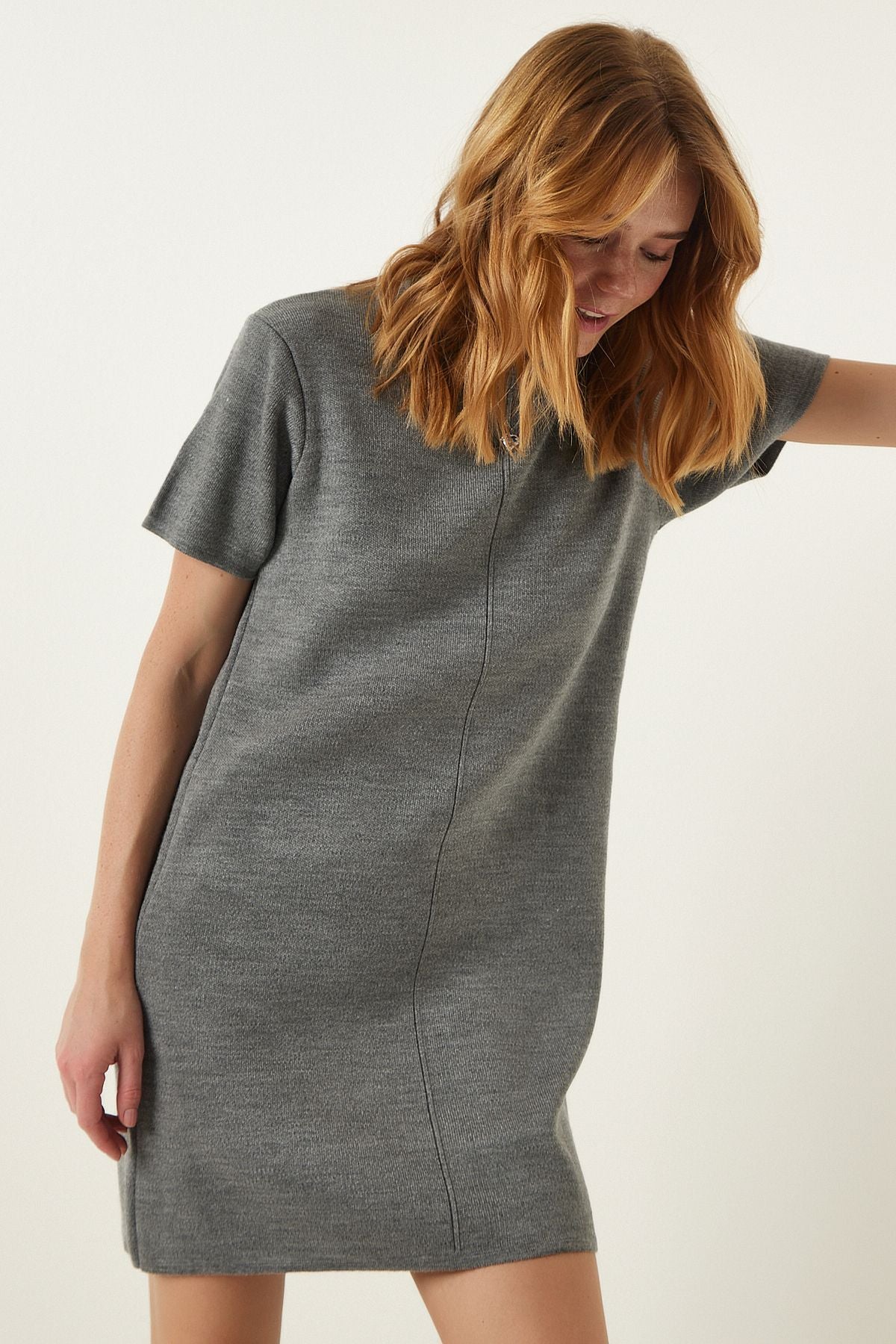 Woman Gray Soft textured Mini Tiko Dress DP00197